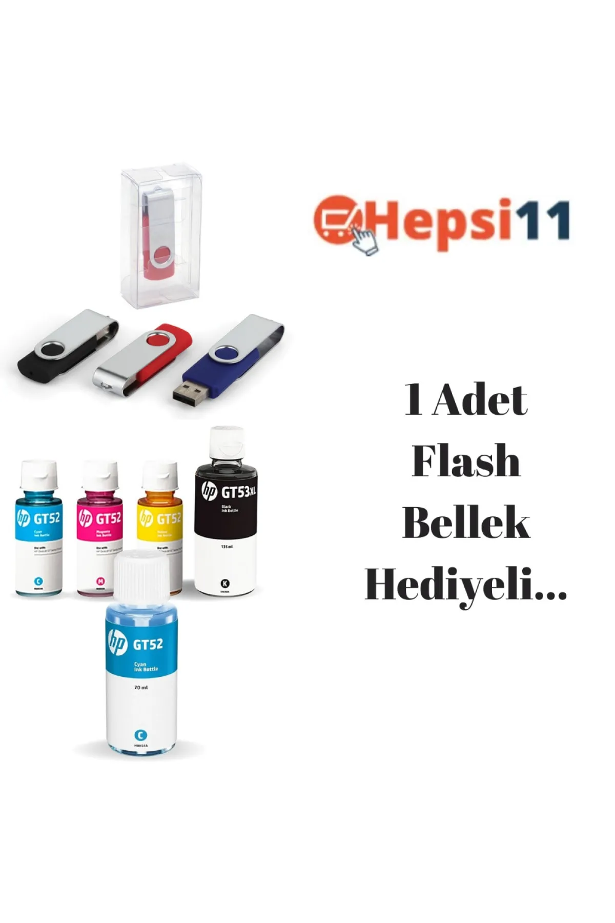 HP Gt53xl Deskjet Gt-5822 Orjinal 4 Renk Mürekkep Seti + 1 Mavi Hediye Aıu7a574