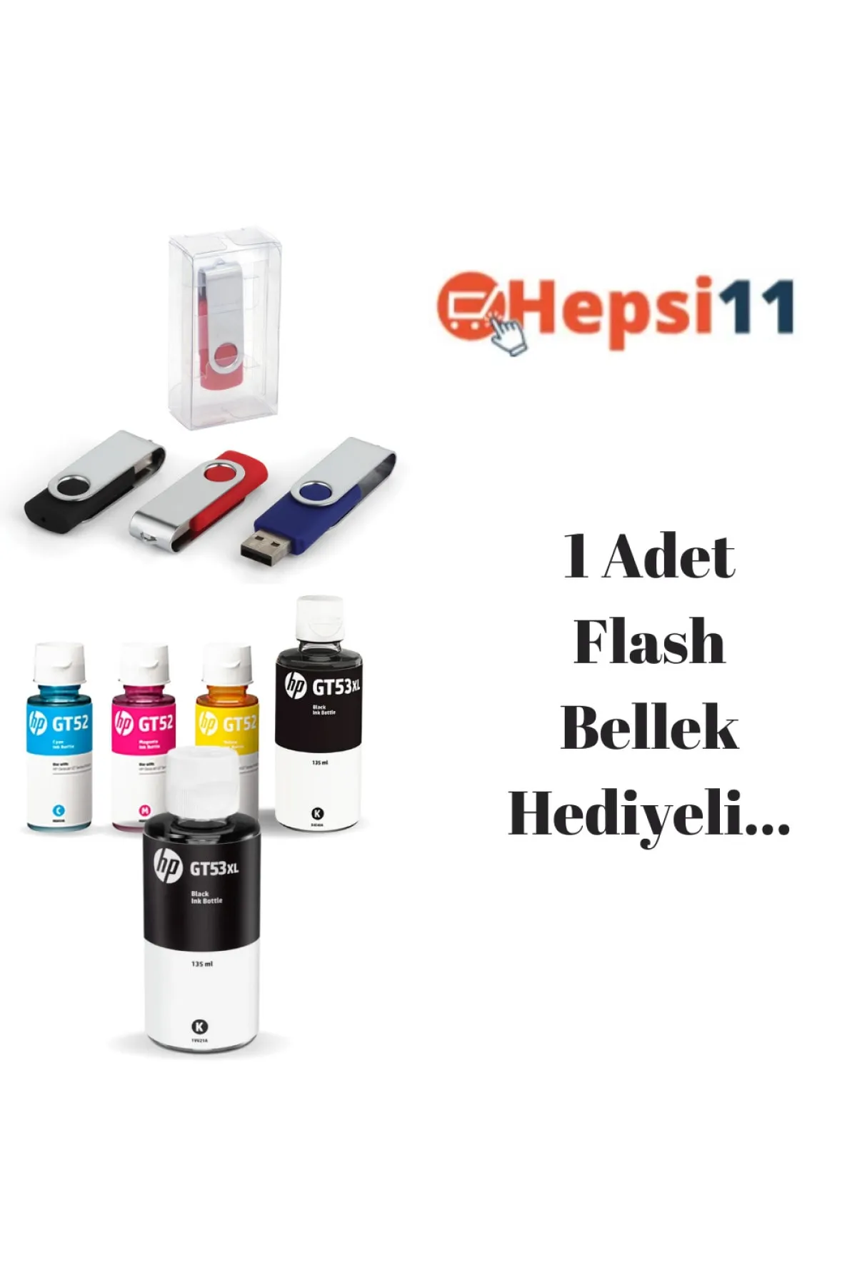 HP Gt53xl Deskjet Gt-5822 Orjinal 4 Renk Mürekkep Seti + 1 Siyah Hediye Aıu7a502