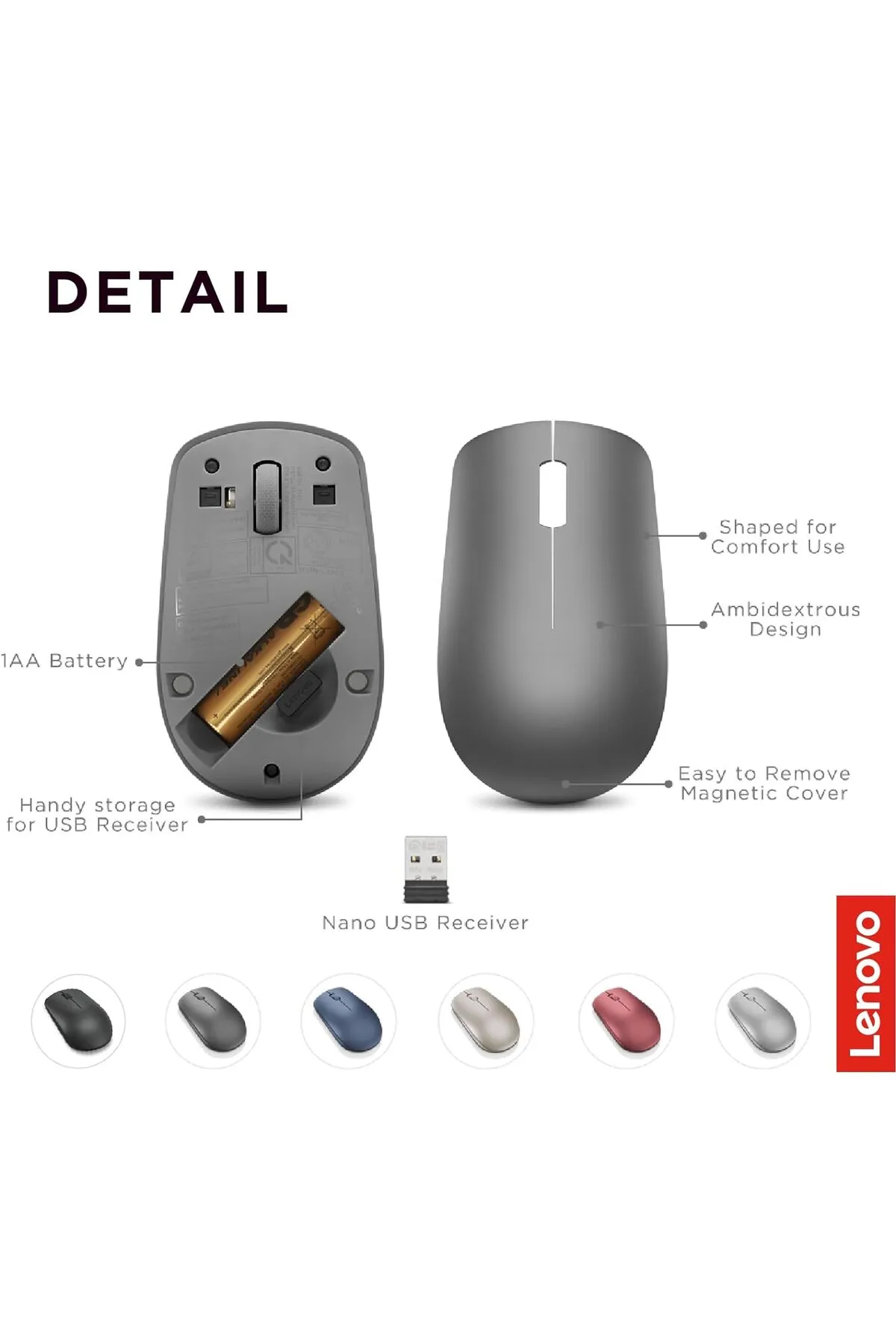 Lenovo Gy50z49089 530 2.4ghz Wireless Kablosuz Mouse - Graphite