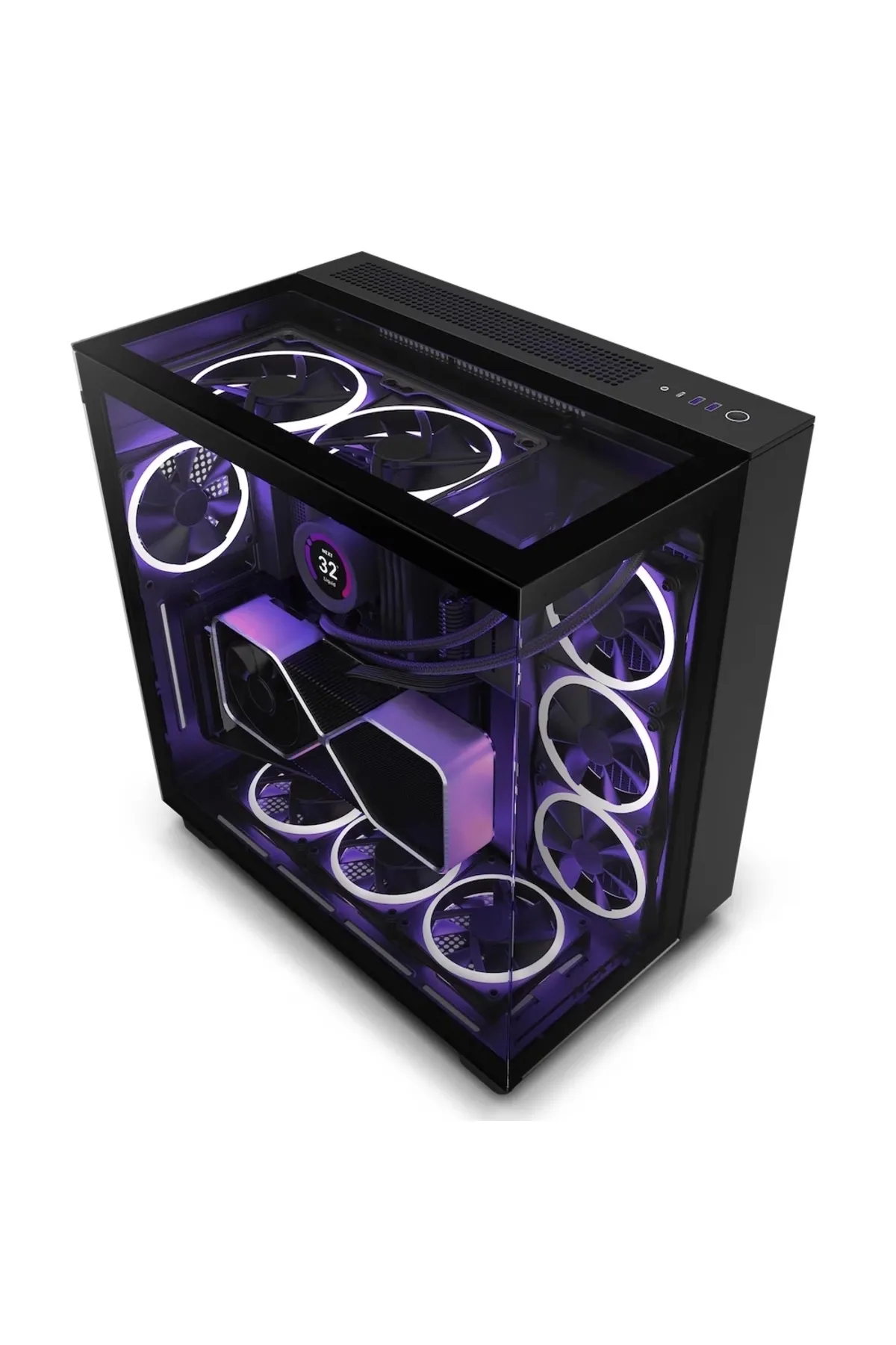 NZXT H Series H9 Elite Edition Cm-h91eb-01 Temperli Cam Siyah Mid Tower Gaming (OYUNCU) Kasa