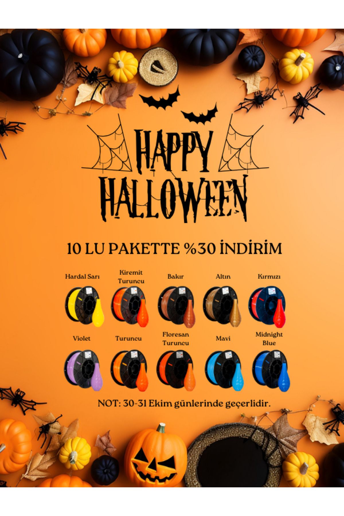 POLYTURE 3D Halloween 10 lu Paket - 10x1 kg (1,75 mm PLA)