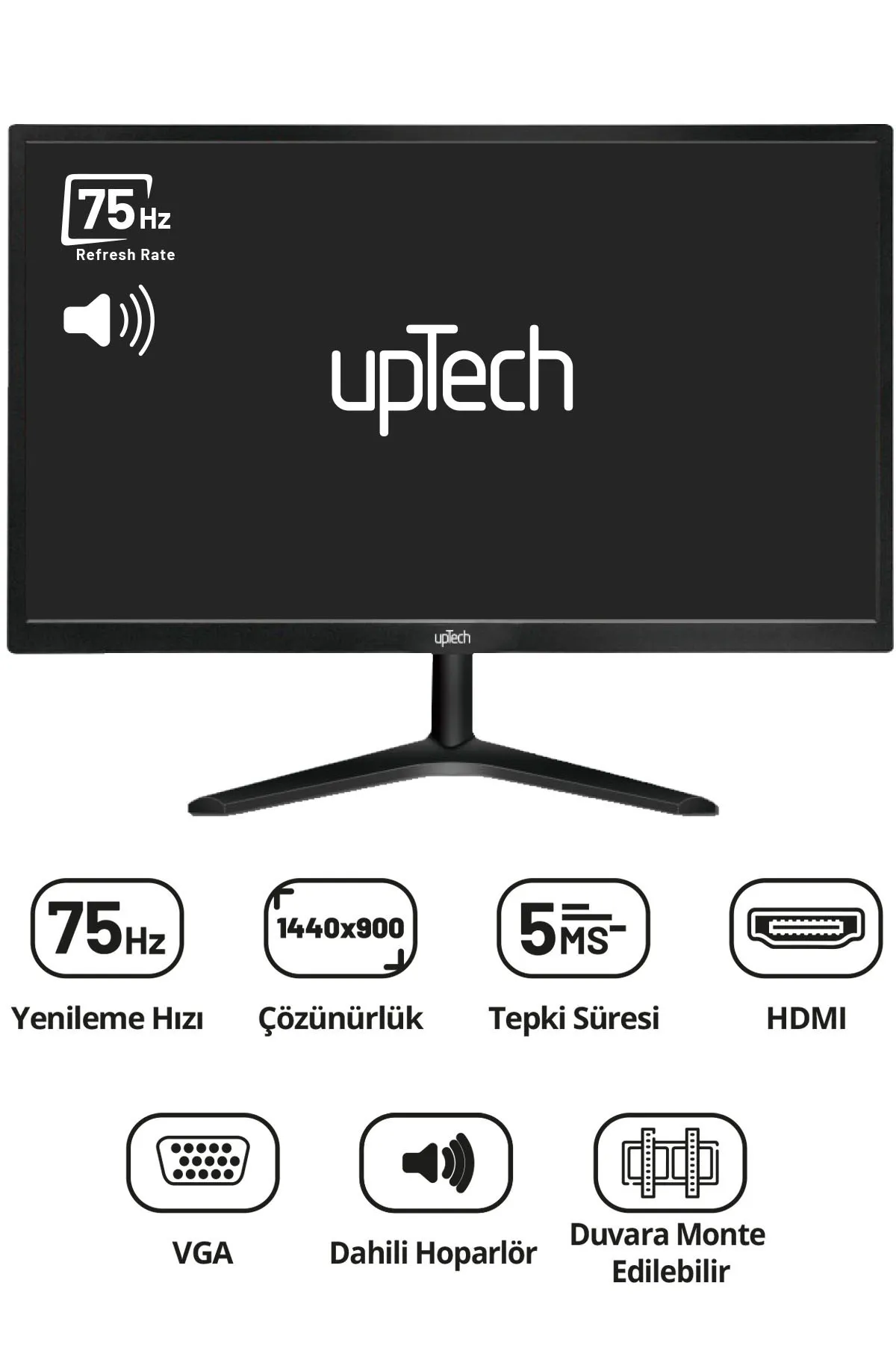 Genel Markalar HD190S 19" Geniş Ekran 75 Hz 5ms (VGA,HDMI,SES) Dahili Hoparlör Led Monitör