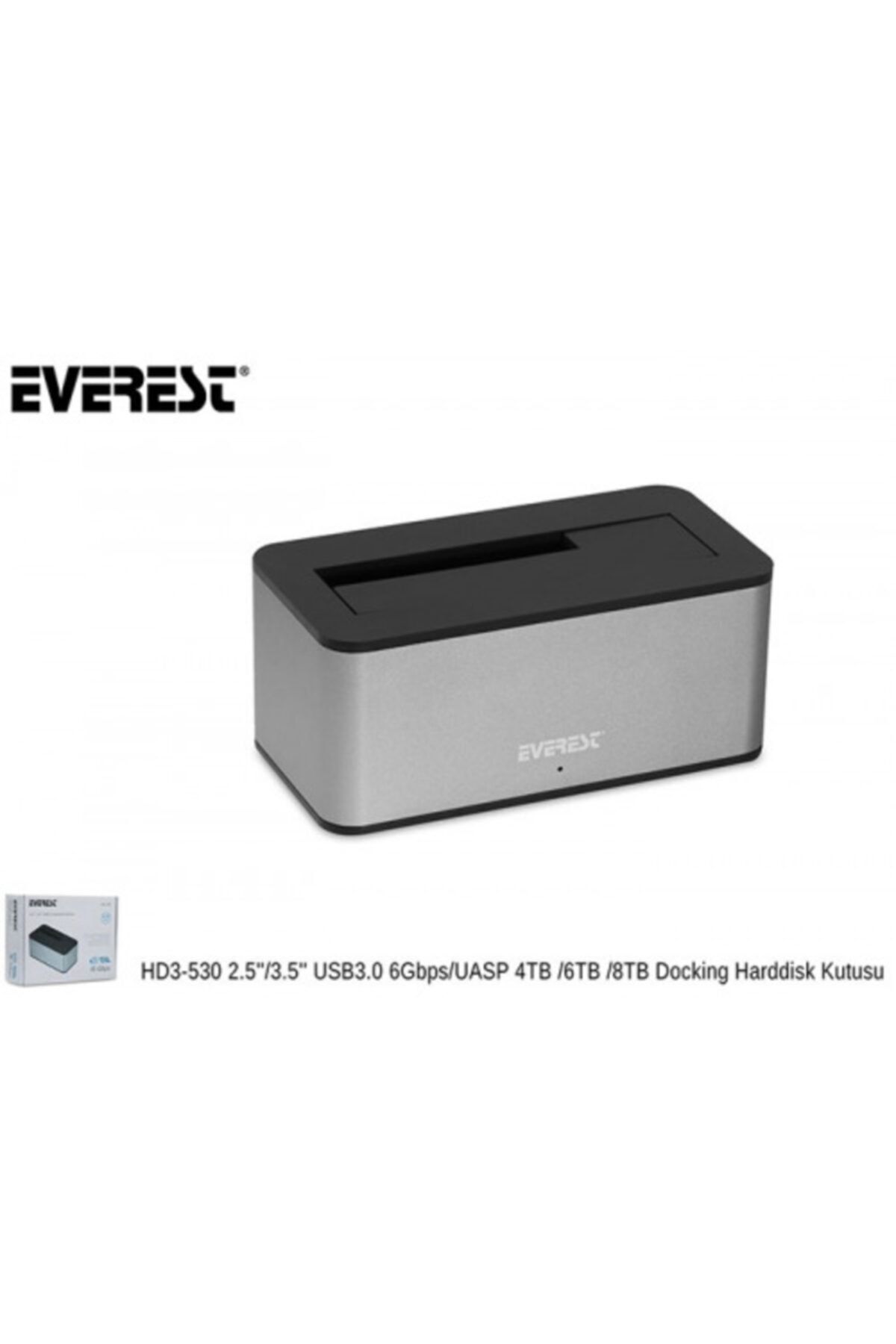 Everest HD3-530, 2.5&quot; ve 3.5&quot; Disk Uyumlu, USB 3.0, Tek Disk Yuvalı, Dock Station