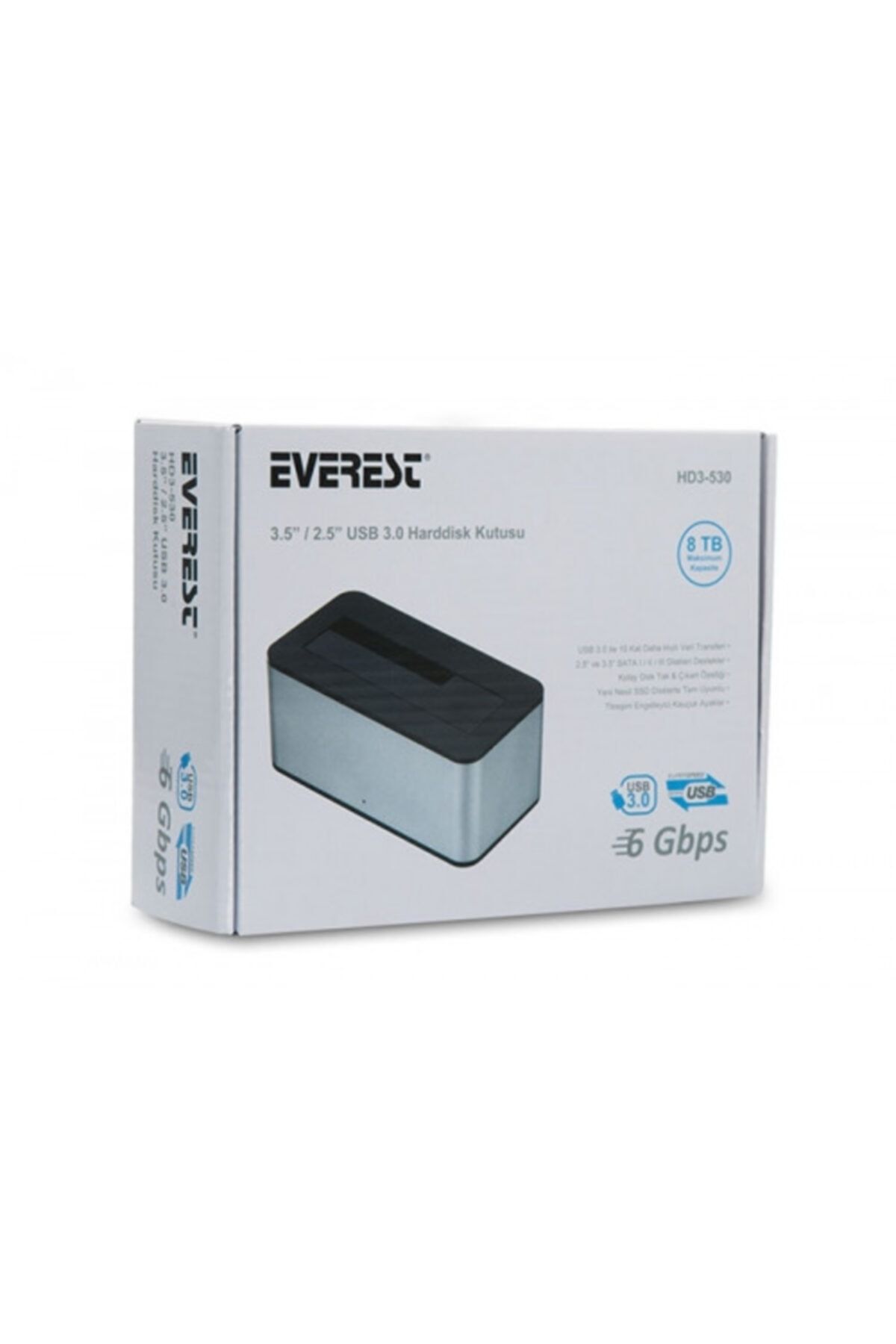 Everest HD3-530, 2.5&quot; ve 3.5&quot; Disk Uyumlu, USB 3.0, Tek Disk Yuvalı, Dock Station