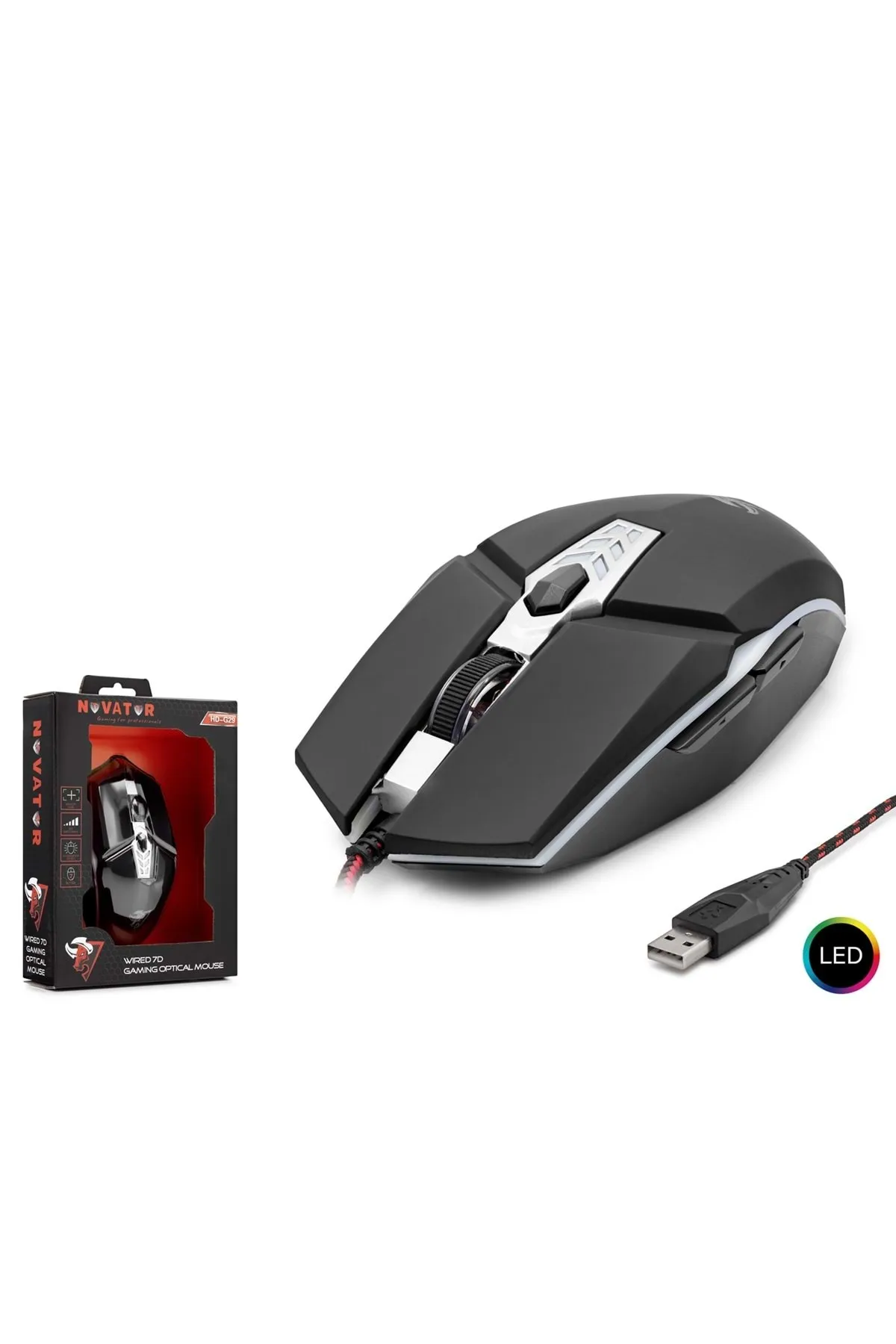 NOVATOR Hdg29 Mouse Kablolu Oyun Usb Ledli 3200 Dpı