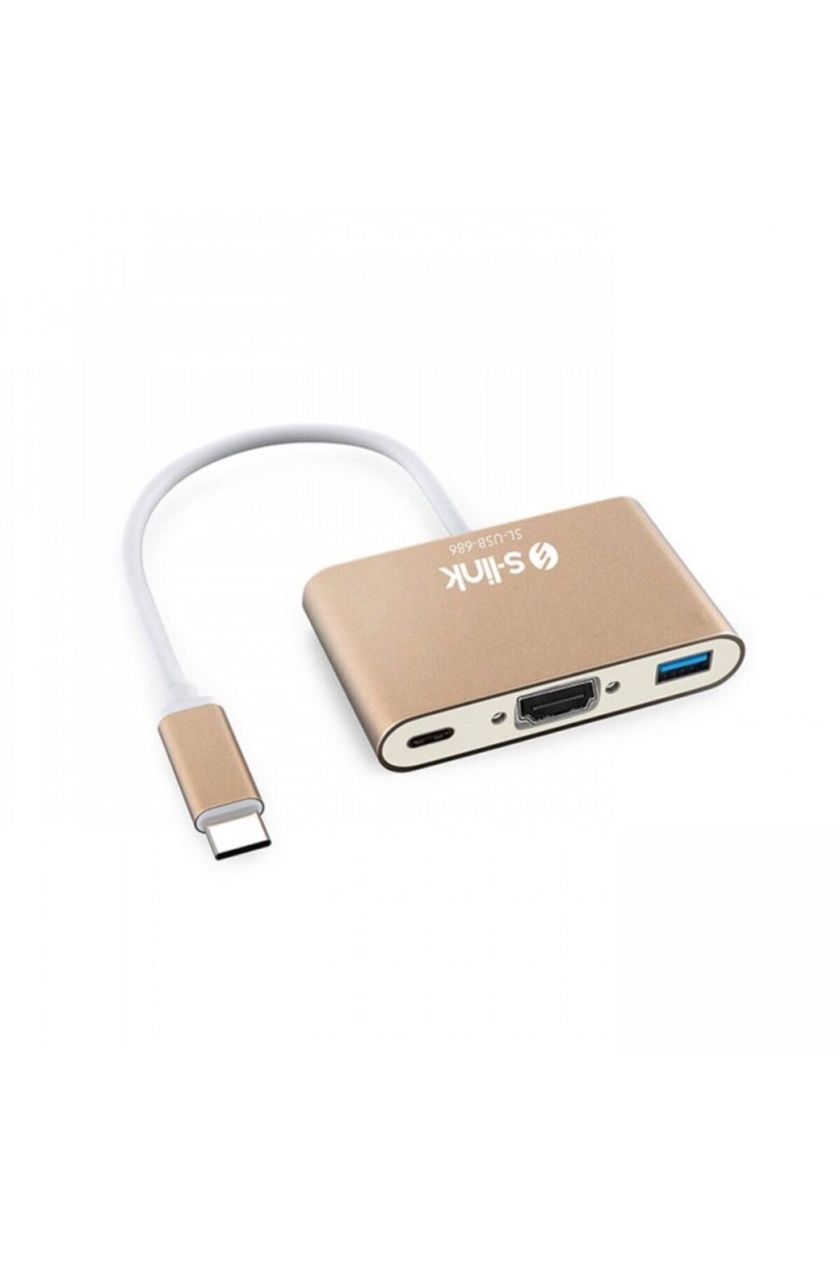 S-link Hdmı_usb 3.0 Çevirici Adaptör Gold 4k Sl-usb-c68 0.15metre Type-c