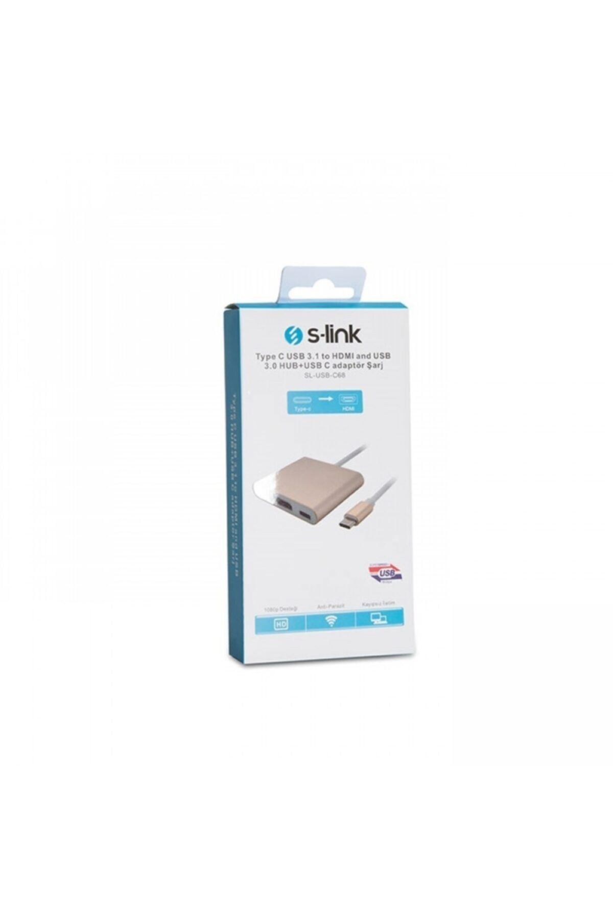 S-link Hdmı_usb 3.0 Çevirici Adaptör Gold 4k Sl-usb-c68 0.15metre Type-c