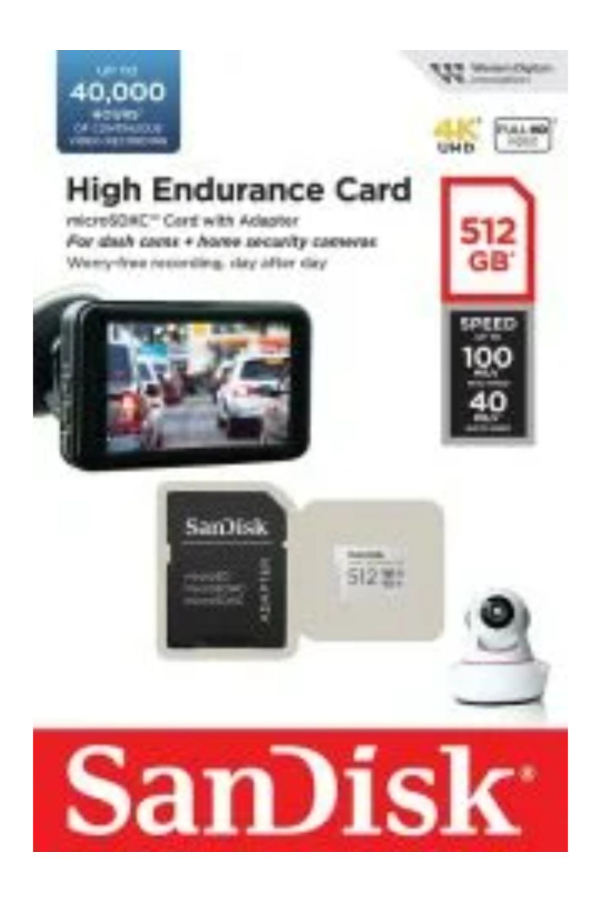 Sandisk High Endurance 512GB 100/40MB/s microSDXC C10 V30 Adaptörlü Hafıza Kartı SDSQQNR-512G-GN6IA