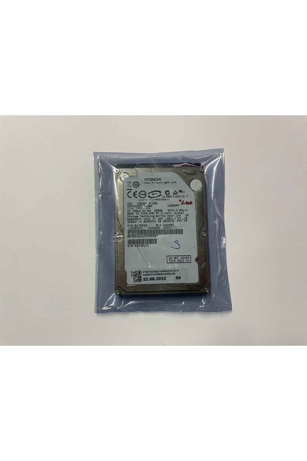 Hitachi HİTACHİ 250GB 2.5inç Laptop için Uyumlu Harddisk  Sağlık 100 Refurbished