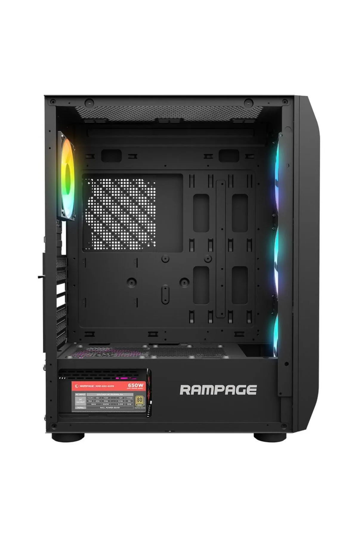 Rampage Hollow 650w 80 4*12cm Argb Fan Kontrolcü Temperli Camlı Mid-t Gaming Oyuncu Kasası