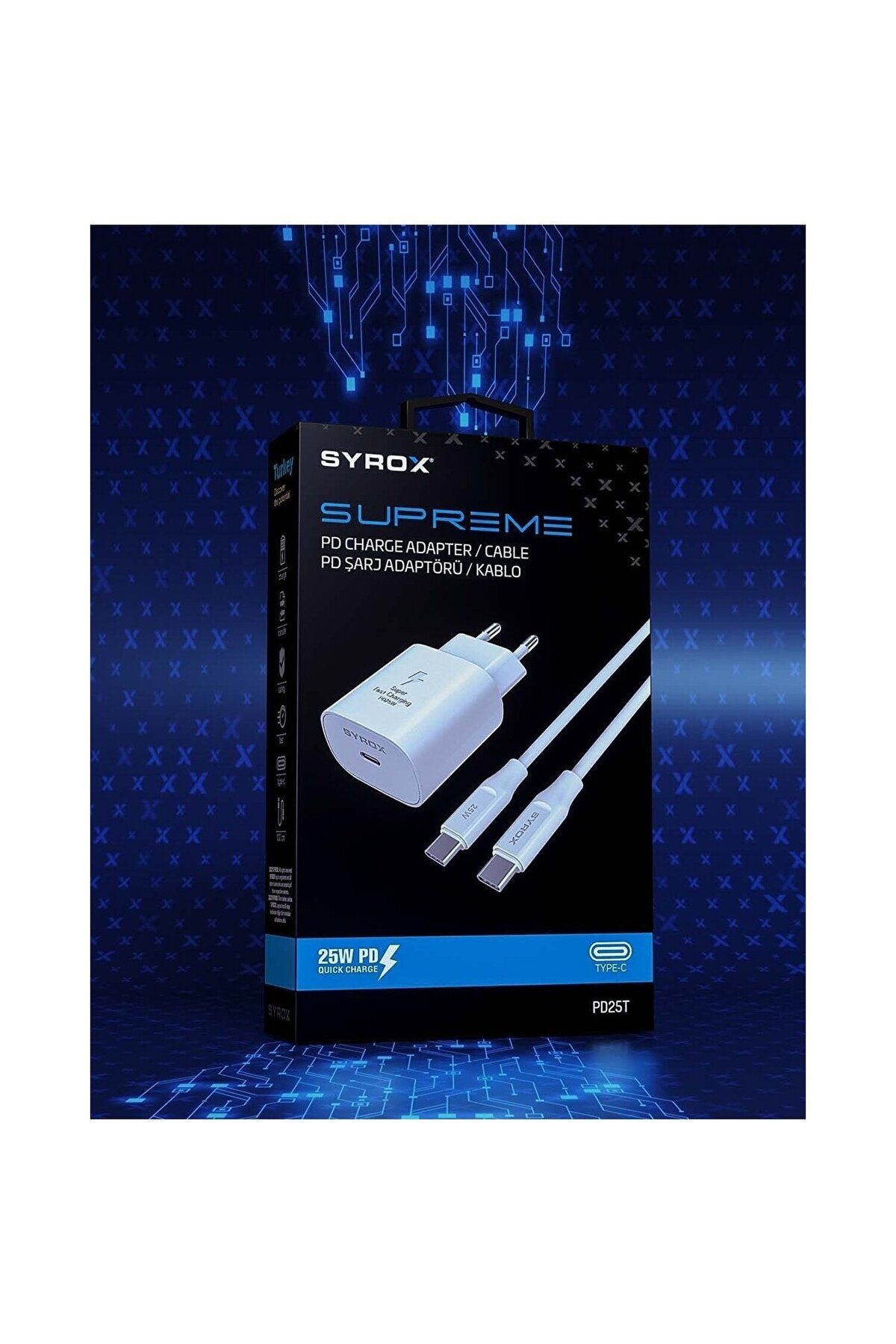 Syrox Honor Magic V2 5G Uyumlu Hızlı Şarj Cihazı Şarj Adaptörü Aleti 25W Type-C Kablolu 1Mt 25T-25T