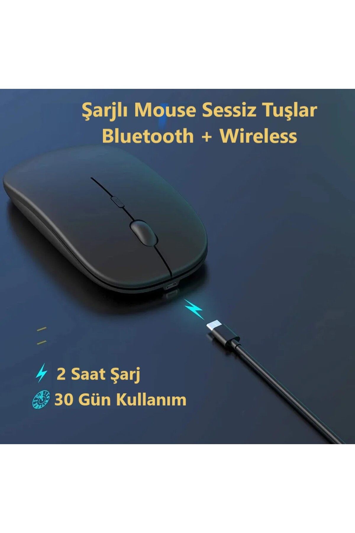 DUHALINE Honor Pad 9 Tablet İçin Uyumlu Bluetooth Şarjlı 2.4Ghz Kablosuz Mouse Sessiz Tıklama Slim Dual Mode