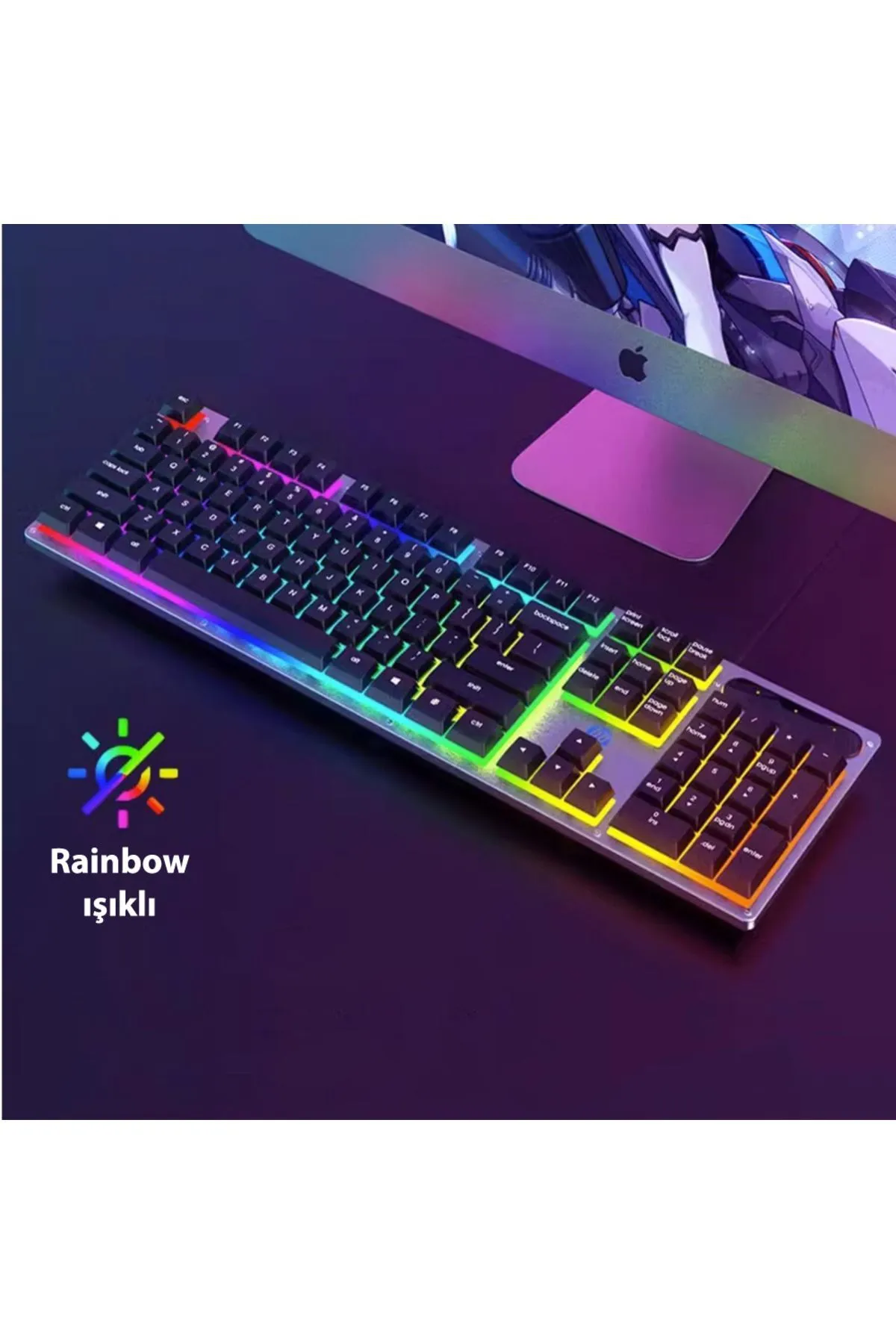 HPC Hp K100 Rainbow Mekanik Gaming Klavye Ingilizce Q