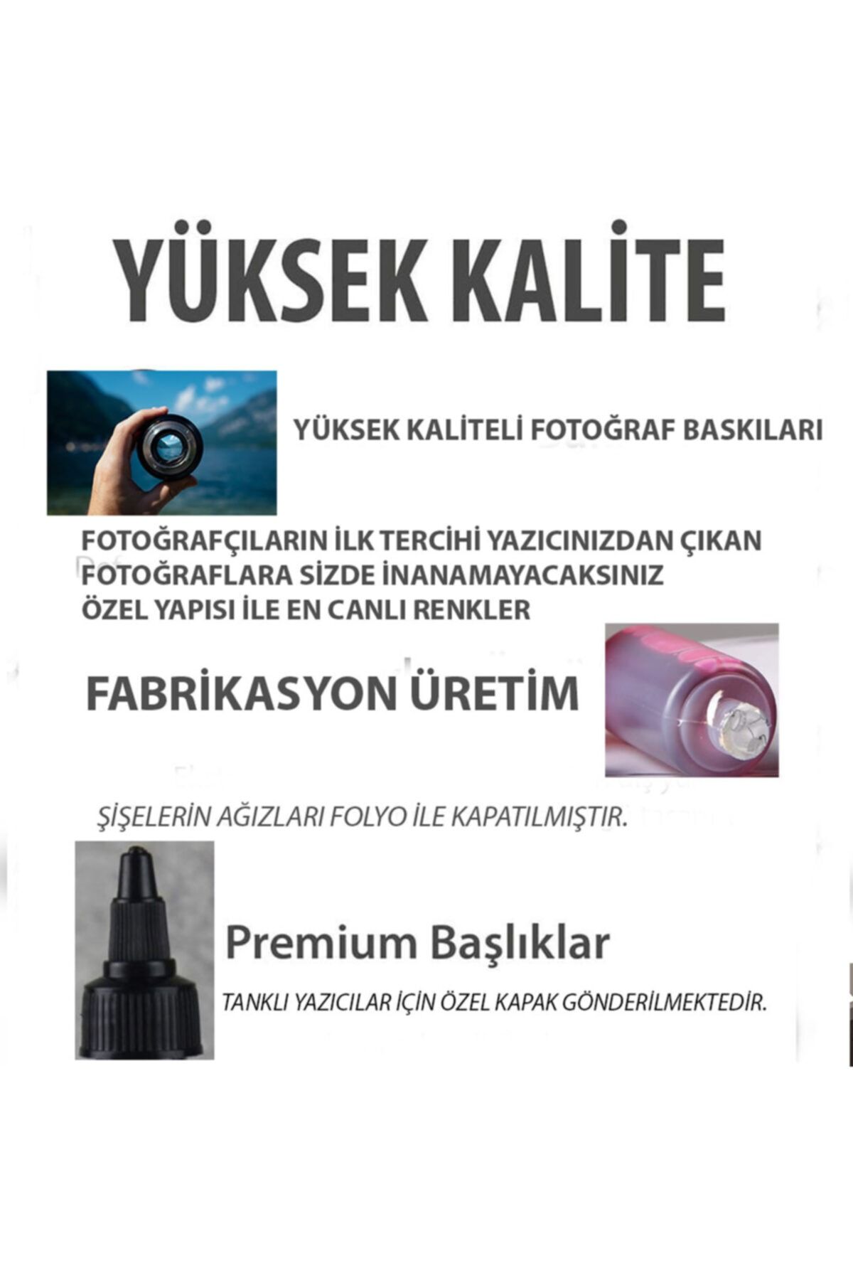 inkjet HP Tüm Modeller ile Uyumlu 4 Adet 100 ML Siyah Mürekkep