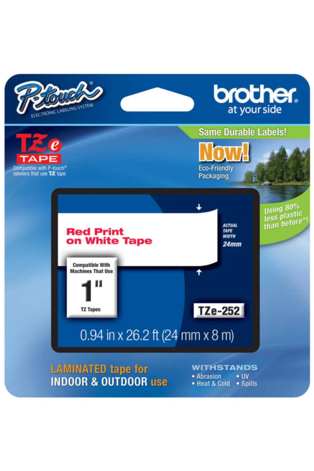 Brother HPZR Brother TZE-252 Kırmızı Lamine Etiket (24mm)