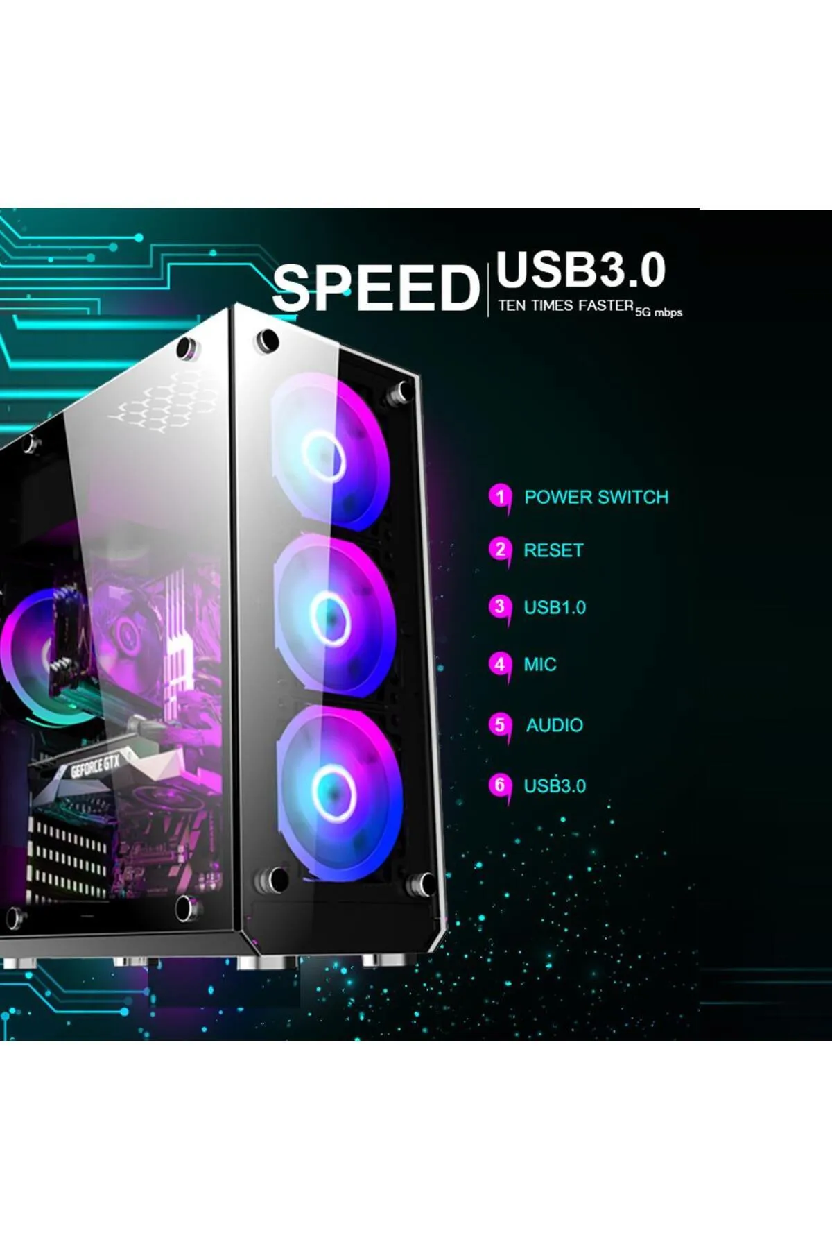 Blueforce Hunter 4*rgb Fanlı Atx-mini Atx Itx Mid Tower Gaming Oyuncu Kasa