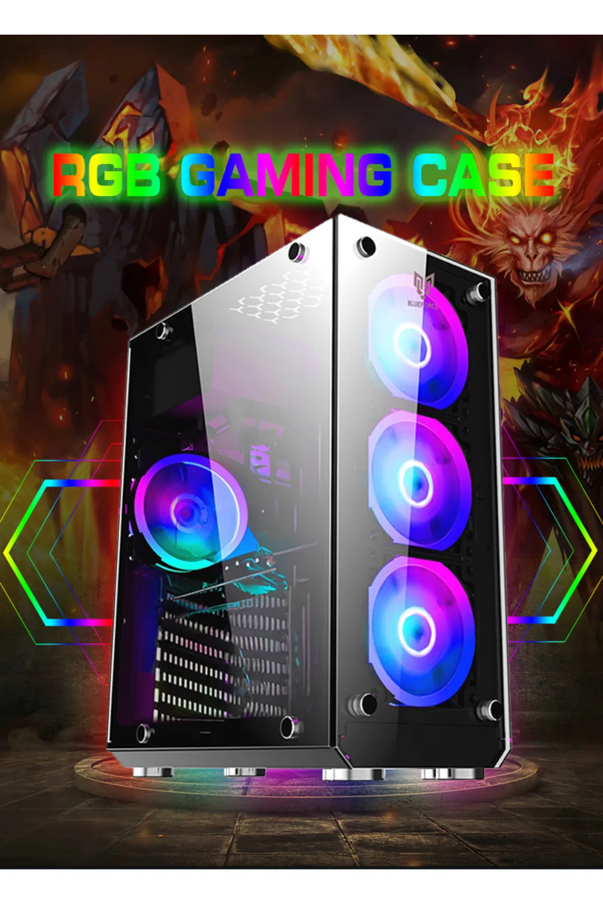 Blueforce Hunter 4*rgb Fanlı Atx-mini Atx Itx Mid Tower Gaming Oyuncu Kasa