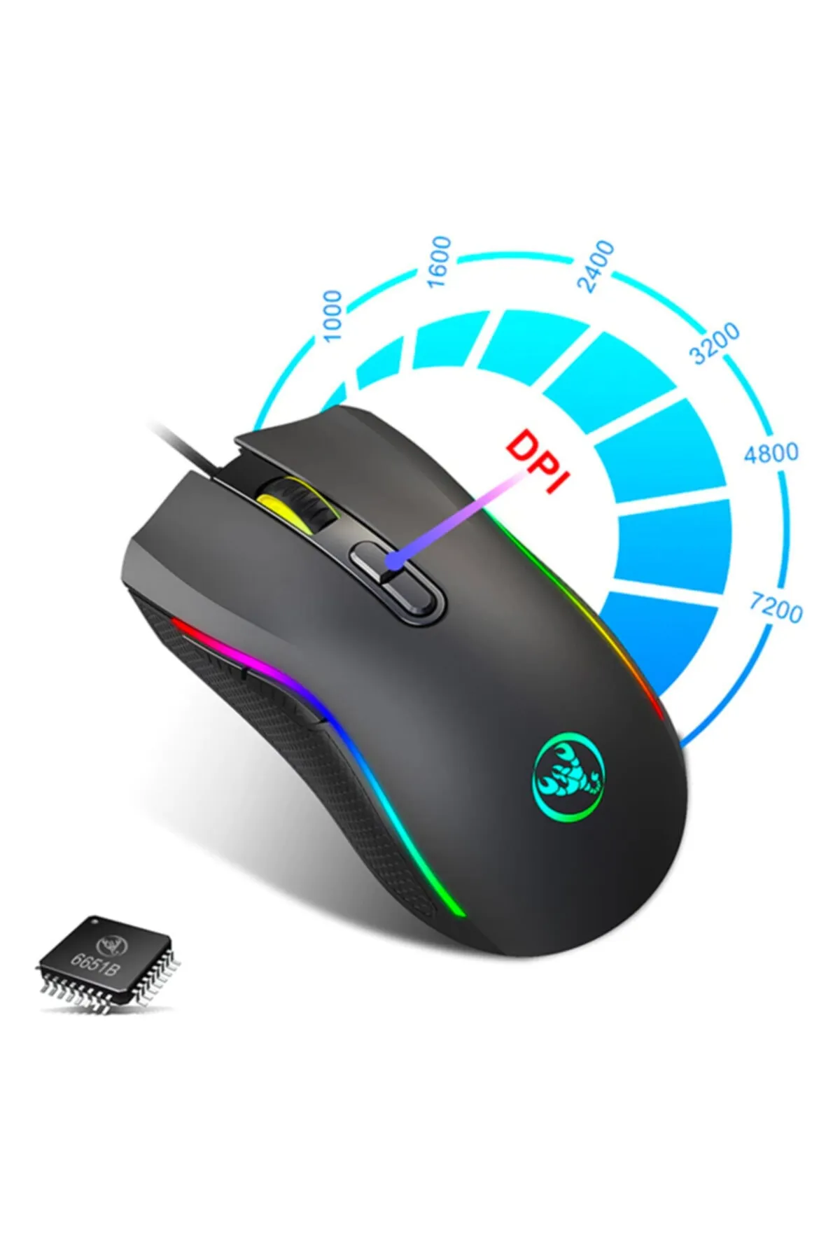 Revix Hxsj A869 7200dpı Ayarlanabilir Rgb Işık Gaming Oyuncu Mouse