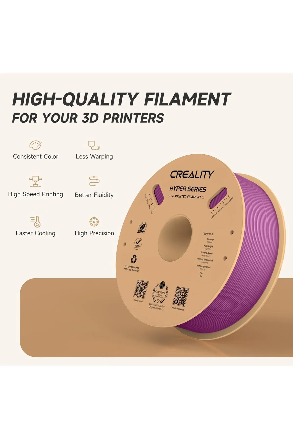 Creality Hyper Pla Filament Purple 1.75mm 1kg