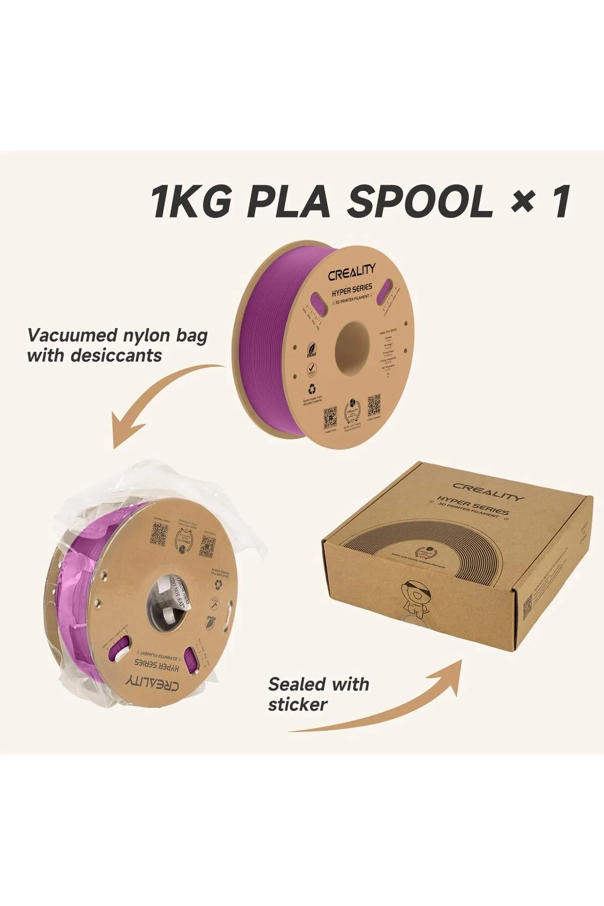 Creality Hyper Pla Filament Purple 1.75mm 1kg