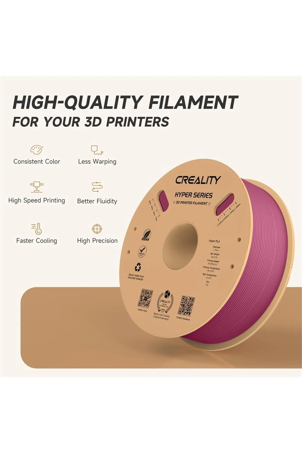 Creality Hyper Pla Viva Magenta Filament 1.75mm 1kg