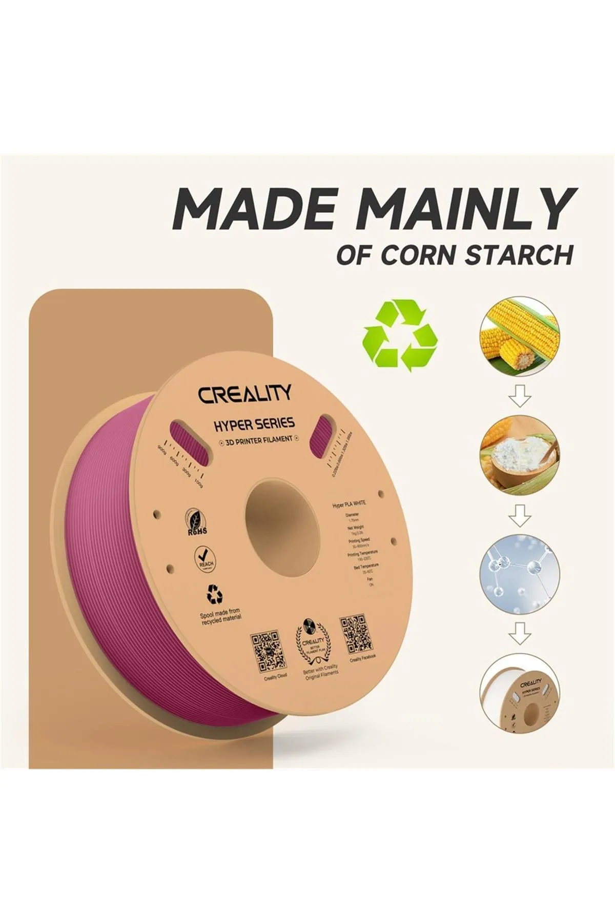 Creality Hyper Pla Viva Magenta Filament 1.75mm 1kg