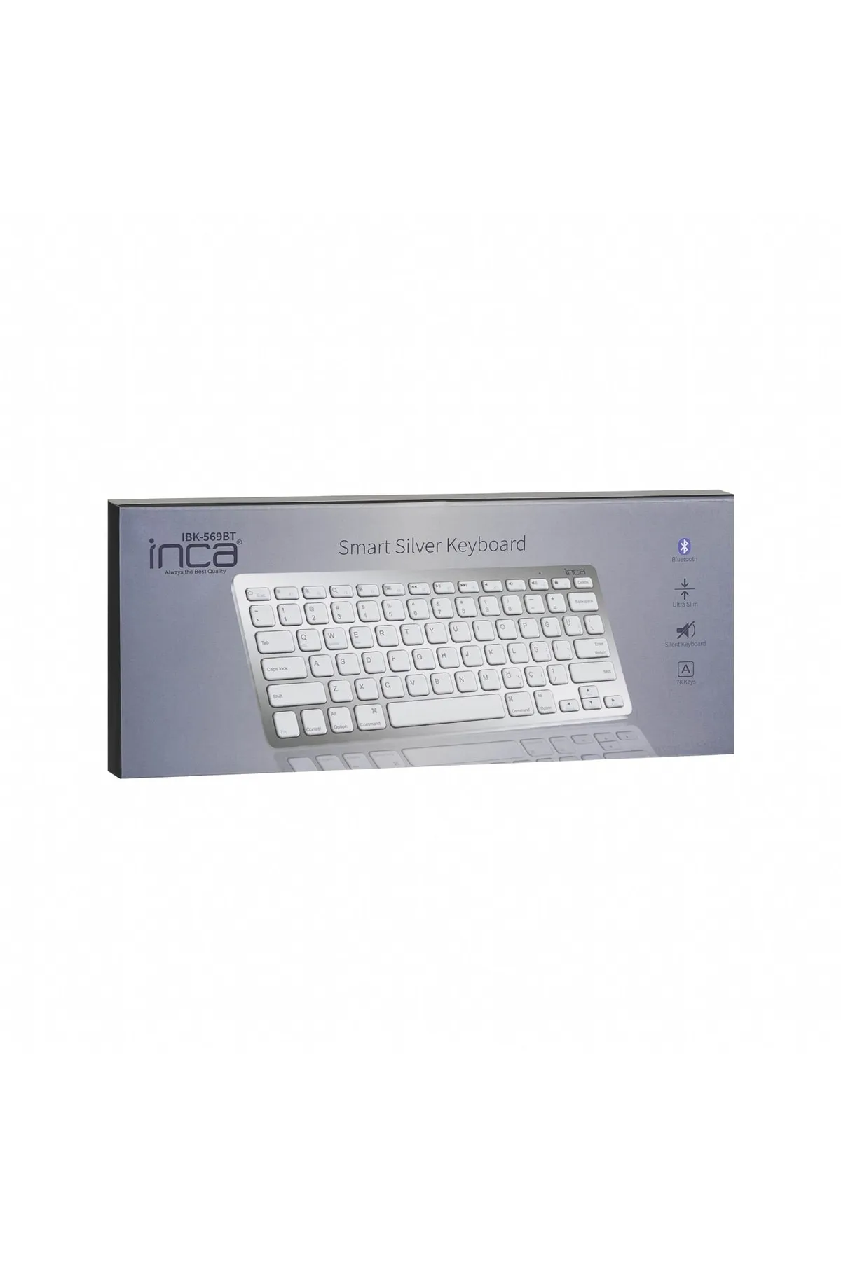 Inca Ibk-569bt Pilli Ultra Ince Bluetooth Akıllı Silver Klavye Windows İos Android Tablet Telefon