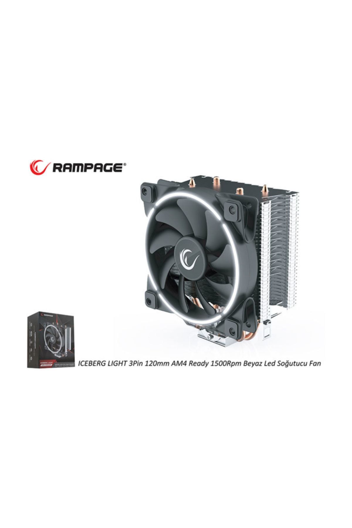 Rampage Iceberg Lıght 65cfm 1800rpm 12cm Amd/ıntel Lga1200 Uyumlu Hava Soğutmalı Cpu Fan