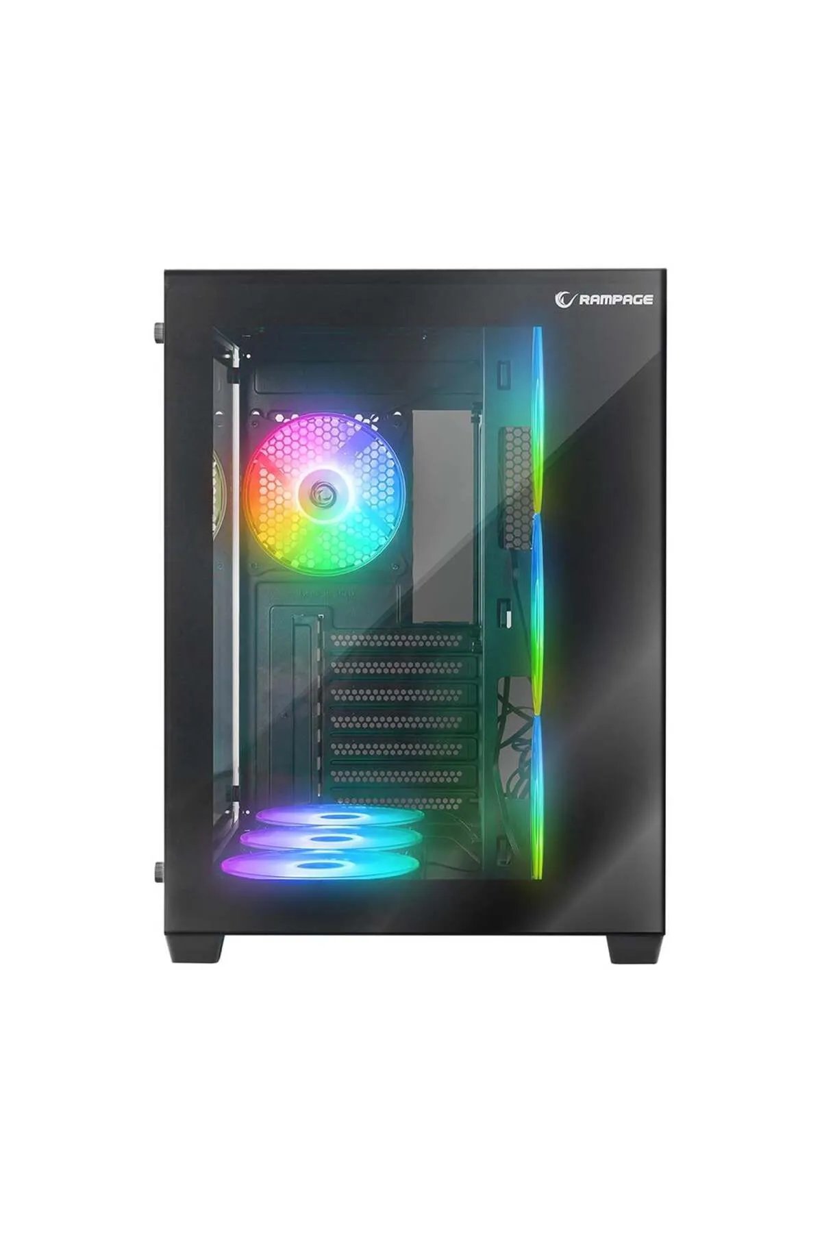 Rampage ICEBLADE BLACK 7x120mm ARGB FANLI MidT ATX GAMING KASA