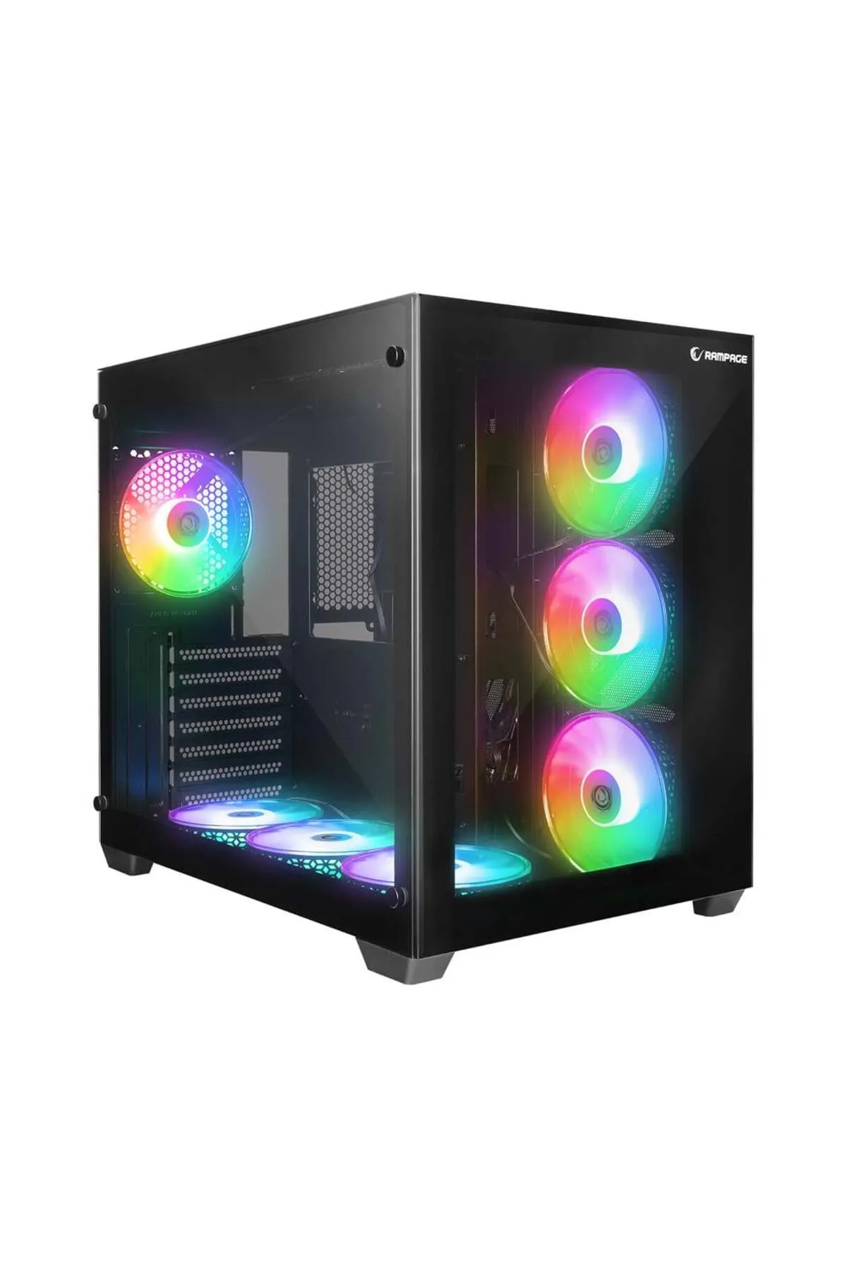 Rampage ICEBLADE BLACK 7x120mm ARGB FANLI MidT ATX GAMING KASA