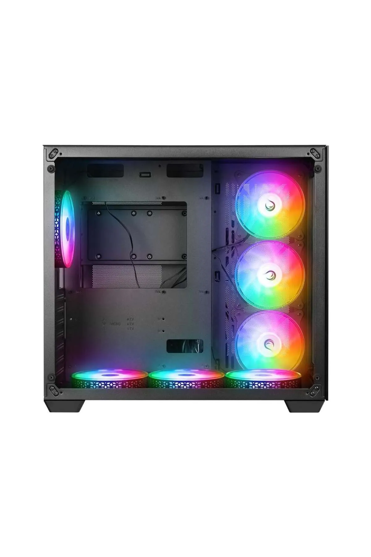 Rampage ICEBLADE BLACK 7x120mm ARGB FANLI MidT ATX GAMING KASA