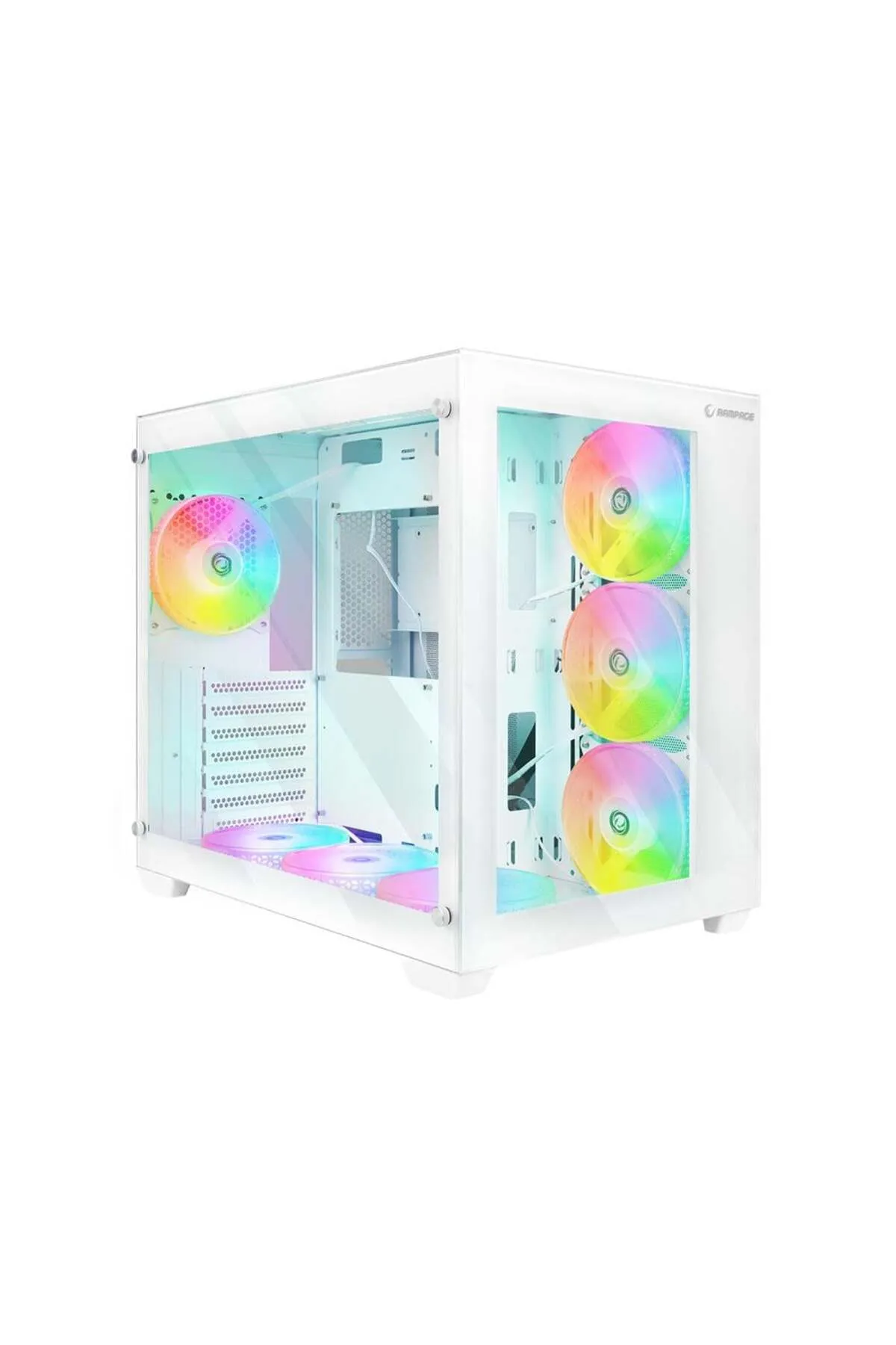 Rampage ICEBLADE PRO WHITE 7x120mm ARGB FANLI MidT ATX GAMING KASA