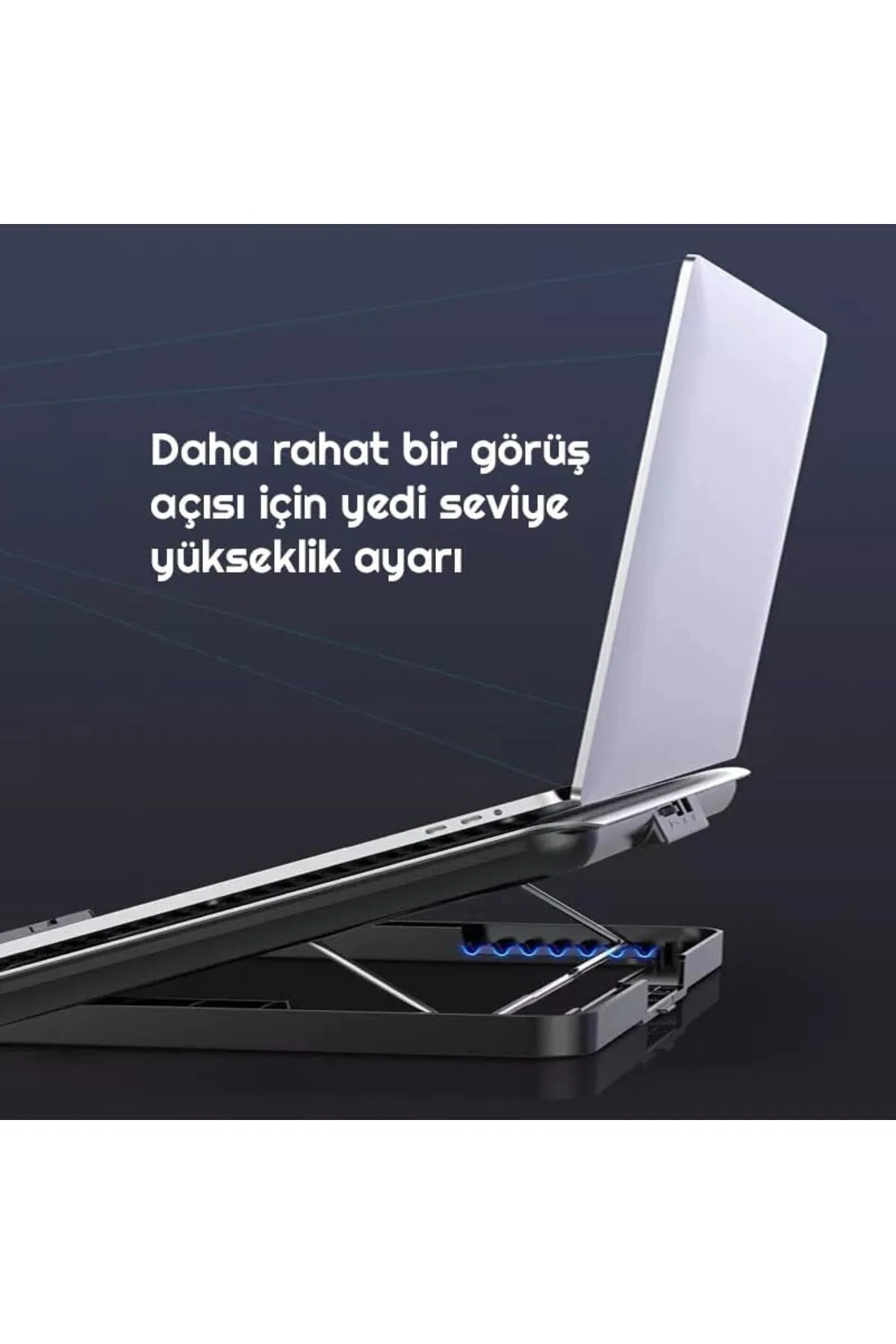 Alfalink Icecoorel Alimünyum Hız Ayarlı Notebook Soğutucu 17inç / 7 Seviye Stand Ergonomik Stand/çift Usb