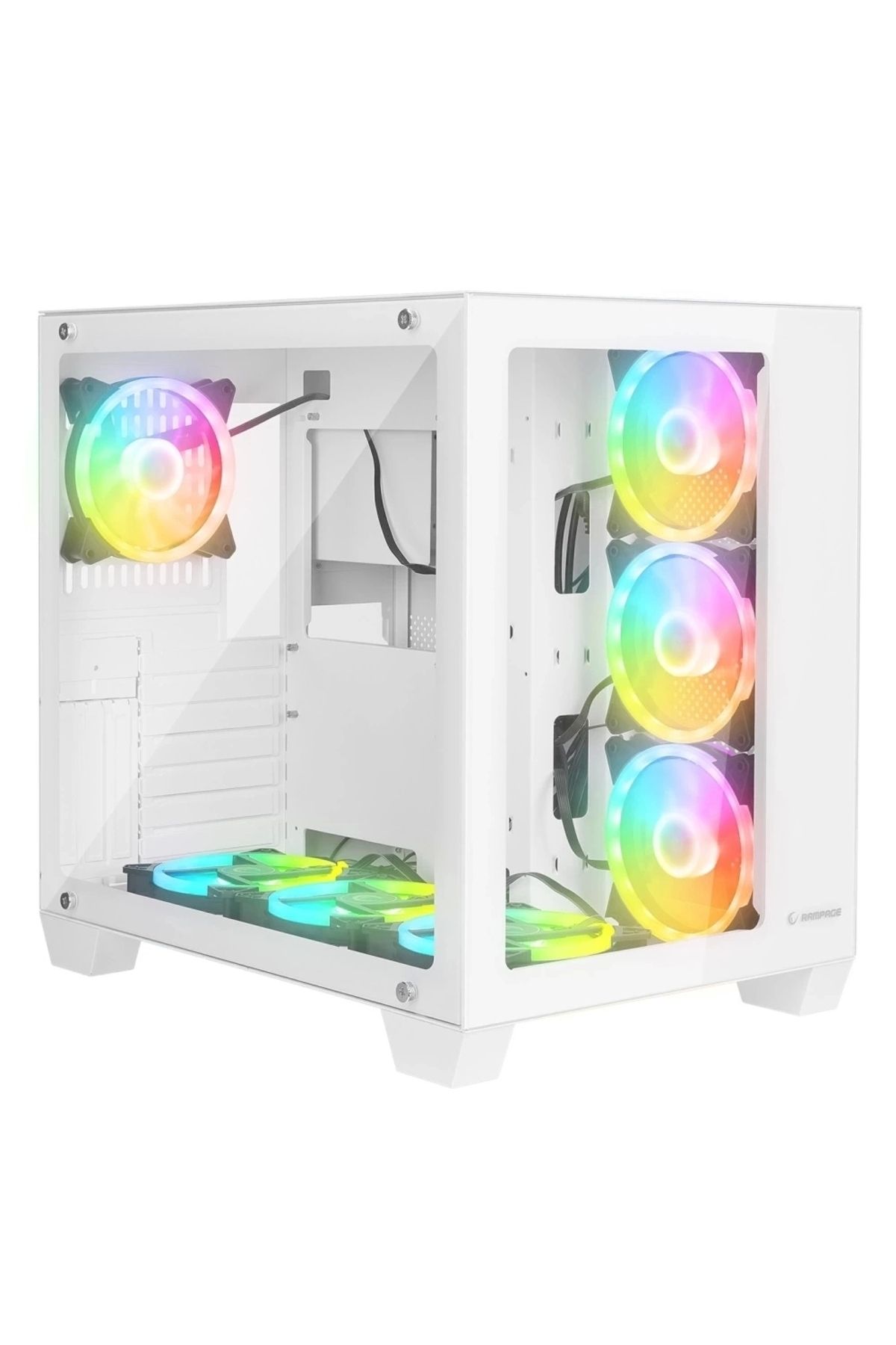 Rampage ICEWAVE Beyaz Temperli Camlı 7*12cm ARGB Fan+Kontrolcü E-ATX Mid-T Gaming Oyuncu Kasası