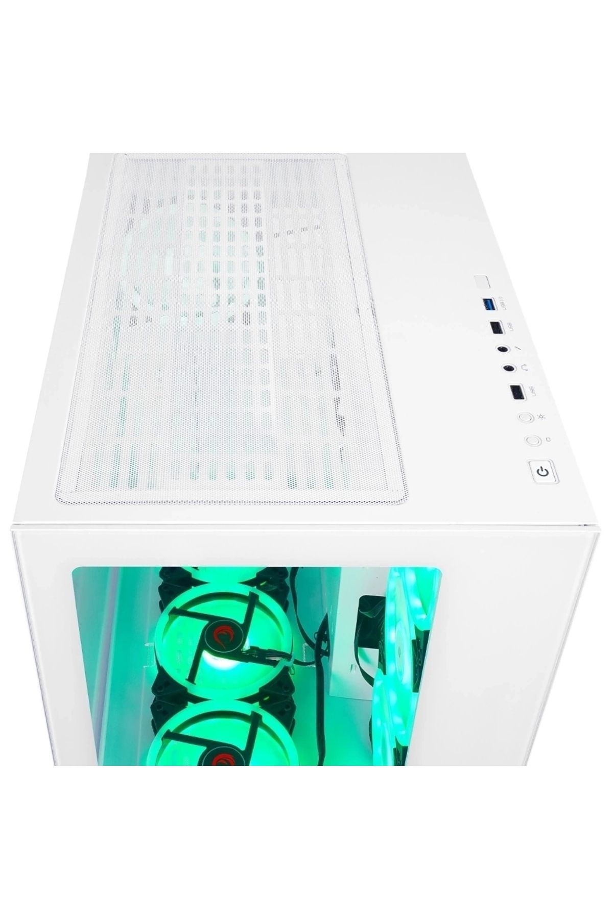 Rampage ICEWAVE Beyaz Temperli Camlı 7*12cm ARGB Fan+Kontrolcü E-ATX Mid-T Gaming Oyuncu Kasası