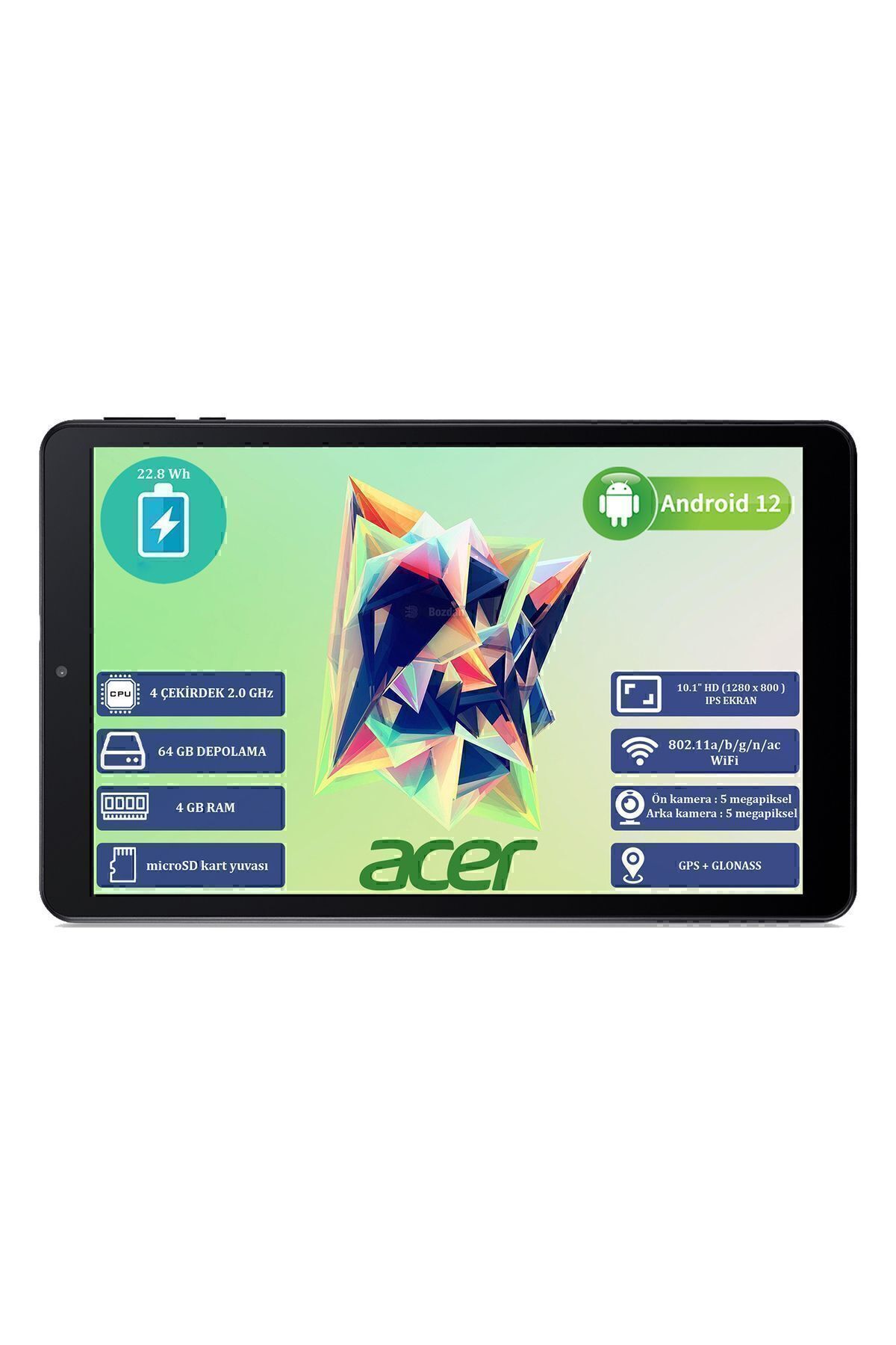 Acer Iconia A10 4 GB Ram 64 GB SSD 10.1" HD (1280 x 800 ) IPS Yeni Nesil Android Tablet NT.LG0EY.001