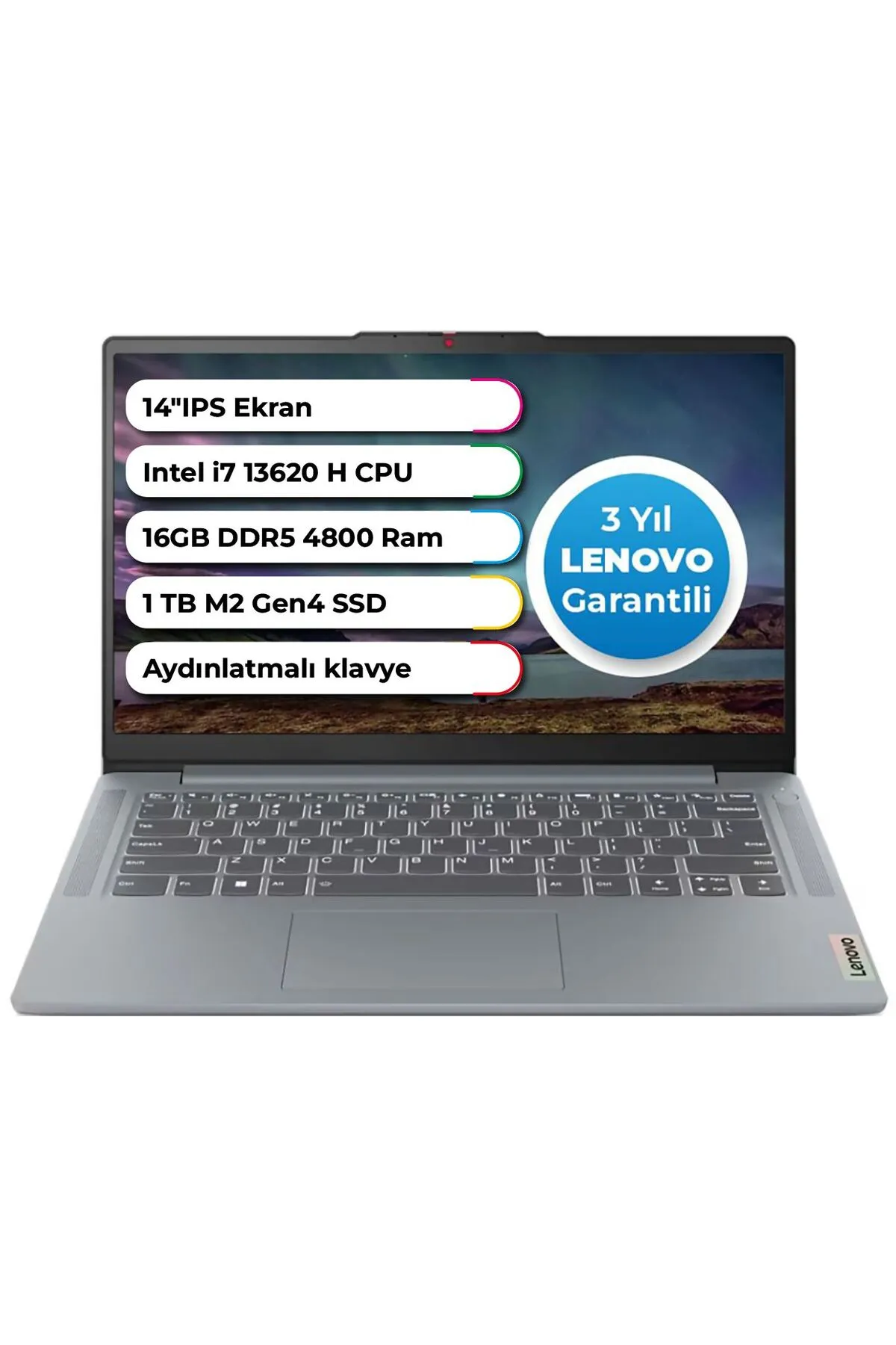 Lenovo Ideapad 3 Slim Case Intel i7-13620H 10Core 16 GB DDR5 1 TB SSD Freedos 14 Inç 83EL005ATR1