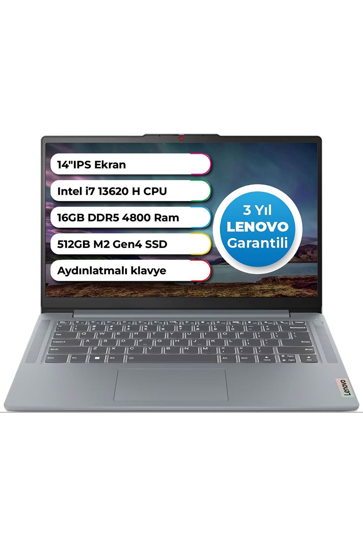 Lenovo Ideapad 3 Slim Case Intel i7-13620H 10Core 16 GB DDR5 512 GB SSD Freedos 14 Inç 83EL005ATR