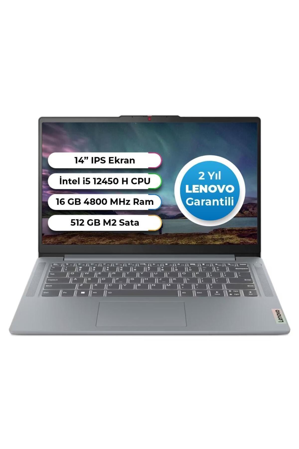 Lenovo Ideapad 3 Slim Intel Core I5 12450h 16 Gb 512 Gb Ssd Freedos 14 Inç 83eq0065tr Aydınlatmalı Klavye