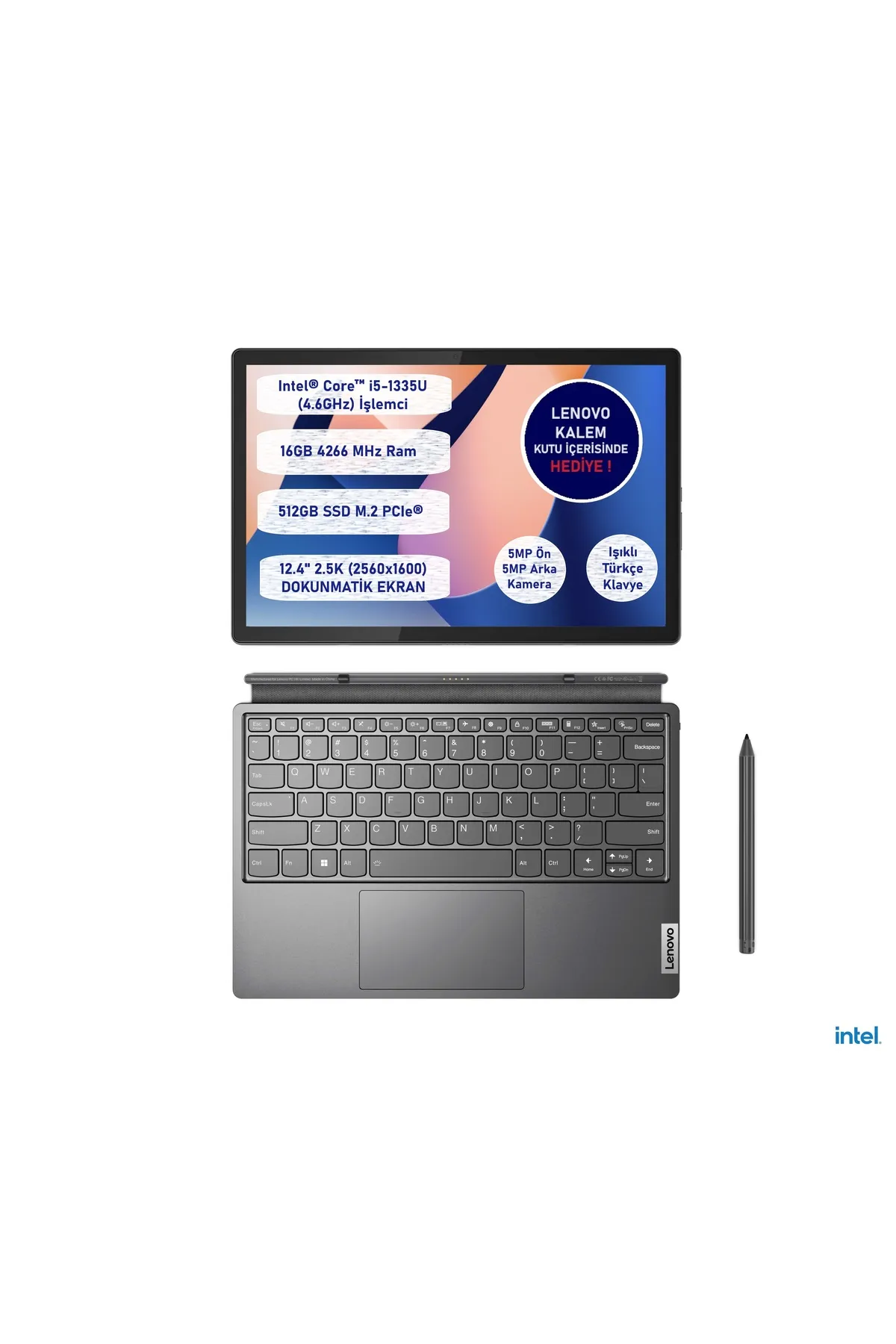 Lenovo Ideapad Duet5 Intel Core™ I5-1335U 16GB 512SSD 12,4" 83B3006PTX Freedos Dokunmatik Bilgisayar