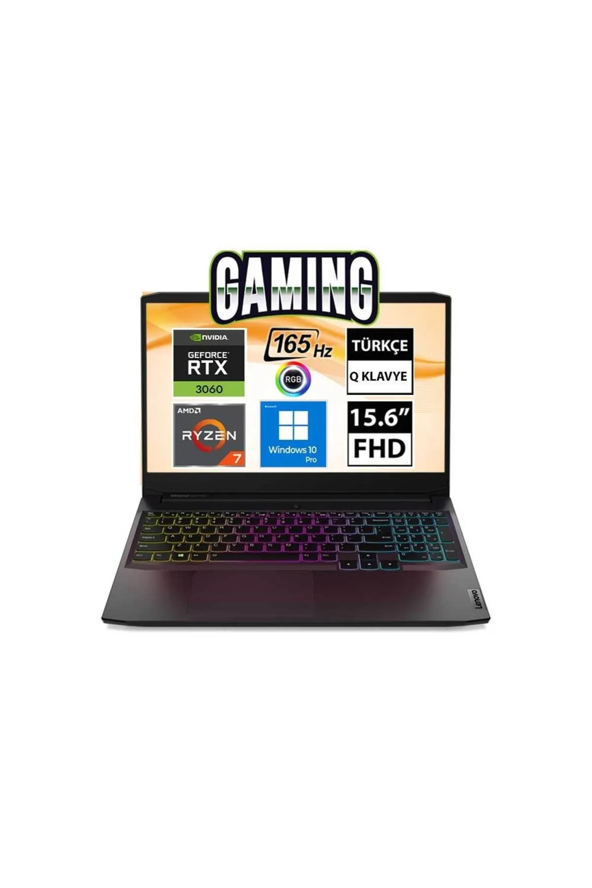 Lenovo Ideapad Gaming 3 82k200jutx09 Ryzen7 5800h 16gb 512ssd Rtx3060 15.6" Fullhd W10p Taşınabilir