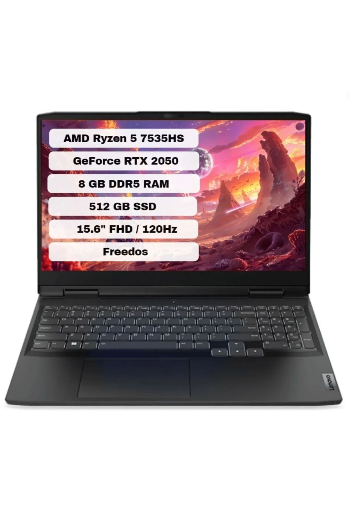 Lenovo IdeaPad Gaming 3 82SB00SBTX Ryzen5 7535HS 8GB 512SSD RTX2050 15.6" FullHD FreeDOS Taşınabilir