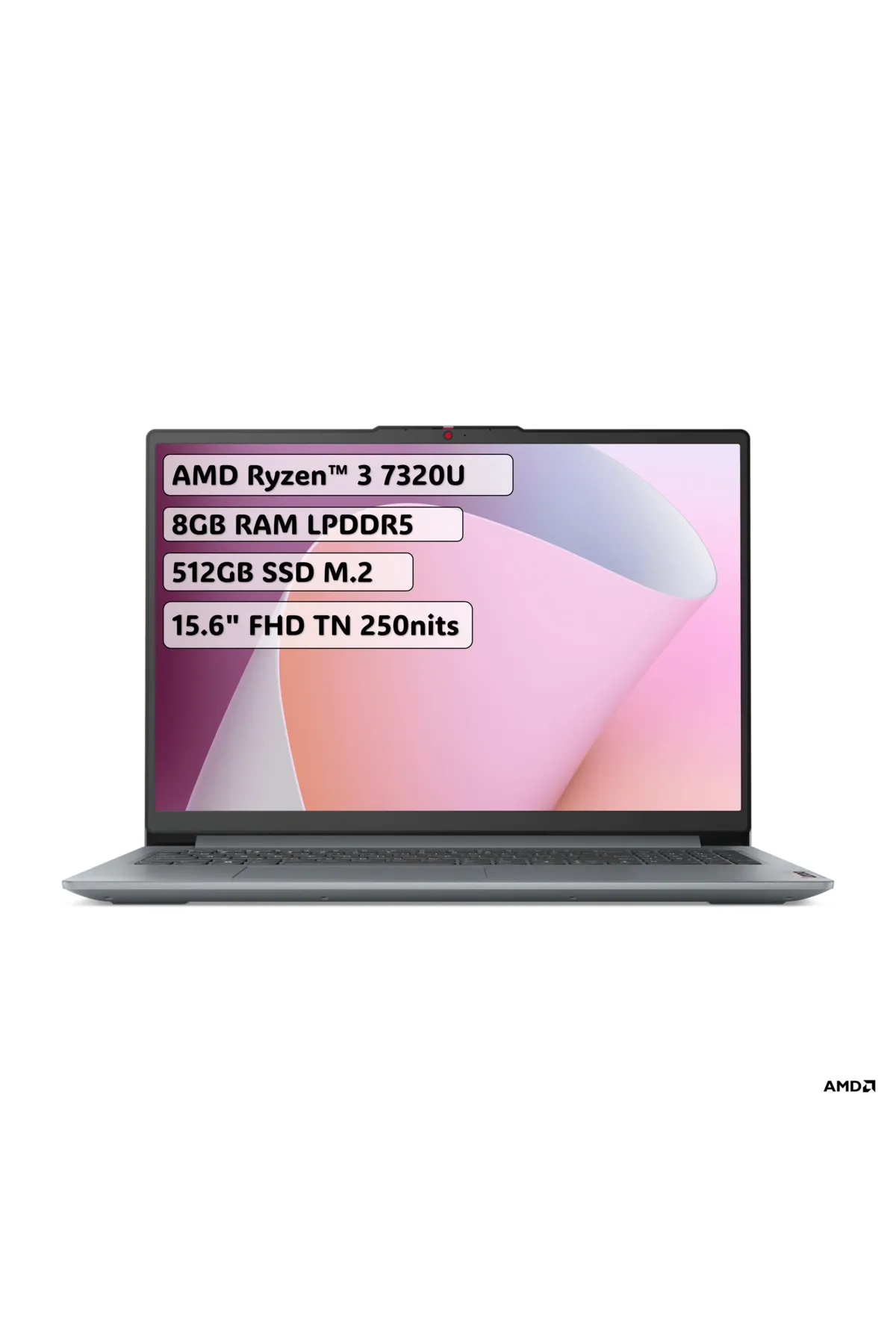 Lenovo IdeaPad Slim 3 Ryzen 3 7320U 8GB 512GB SSD 15.6" FHD FreeDOS Dizüstü Bilgisayar 82XQ00JGTX