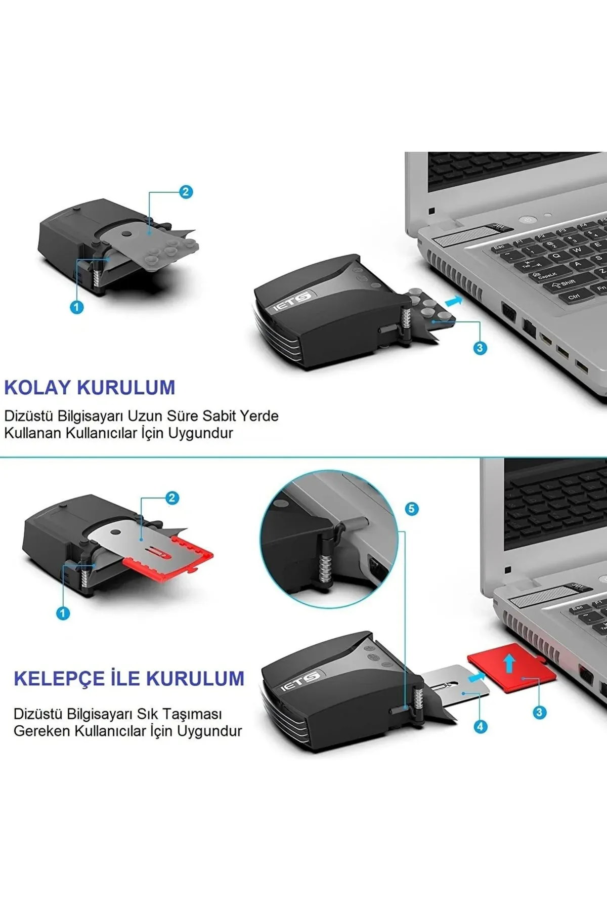 Cloody Iets Dijital Göstergeli Notebook Soğutucu Vakumlu Fan Hız Ayarlı Yeni Nesil 5000RPM