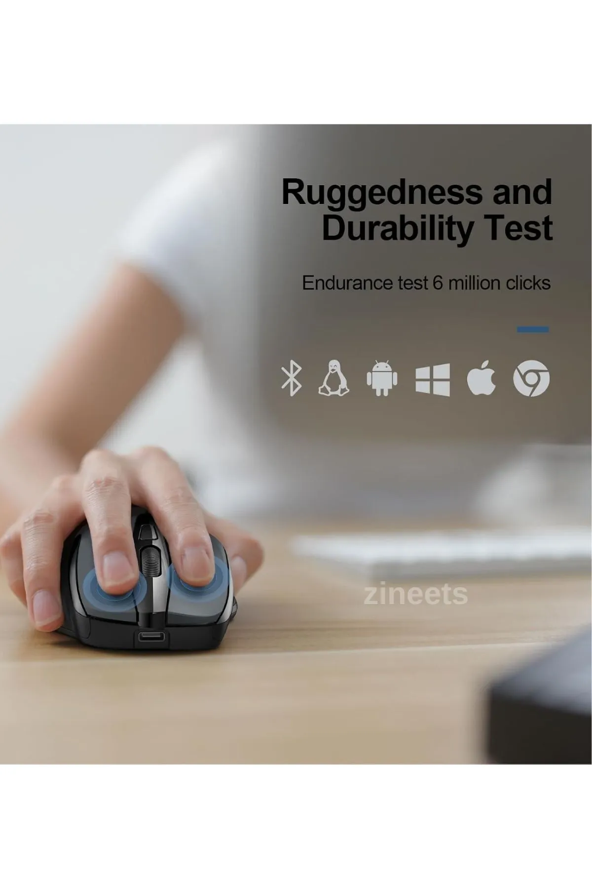 Zineets Çift Modlu Kablosuz Bluetooth Mouse Şarj Edilebilir Sessiz Tıklama Mouse Tablet Telefon PC Uyumlu