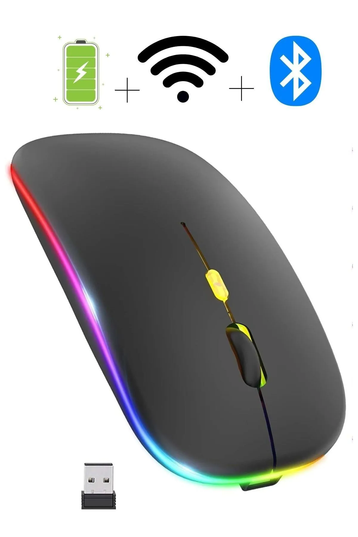 Havana Çift Modlu Kablosuz Bluetooth Mouse Rgb Ledli Şarj Edilebilir Sessiz Tıklama Ergonomik