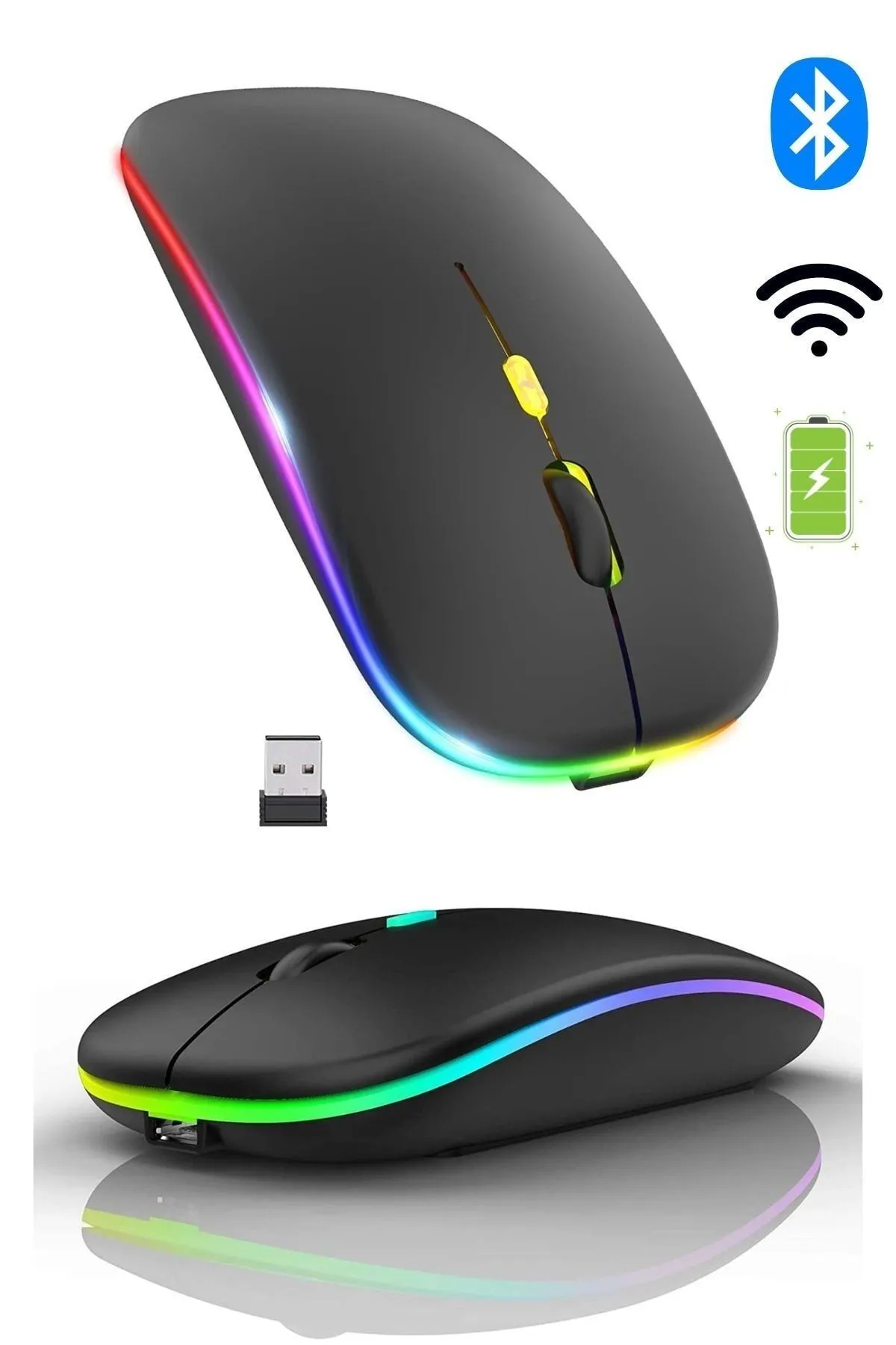 Havana Çift Modlu Kablosuz Bluetooth Mouse Rgb Ledli Şarj Edilebilir Sessiz Tıklama Ergonomik