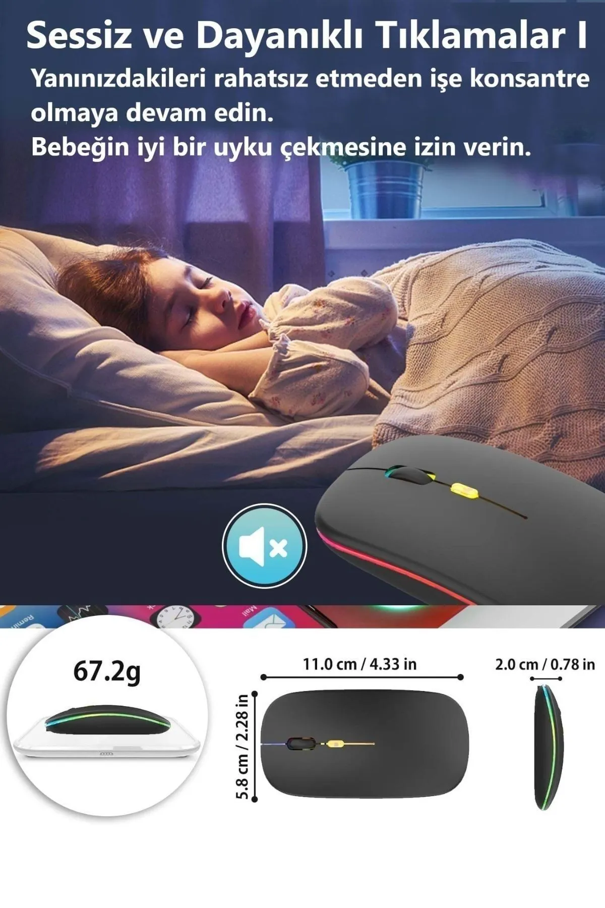 Havana Çift Modlu Kablosuz Bluetooth Mouse Rgb Ledli Şarj Edilebilir Sessiz Tıklama Ergonomik