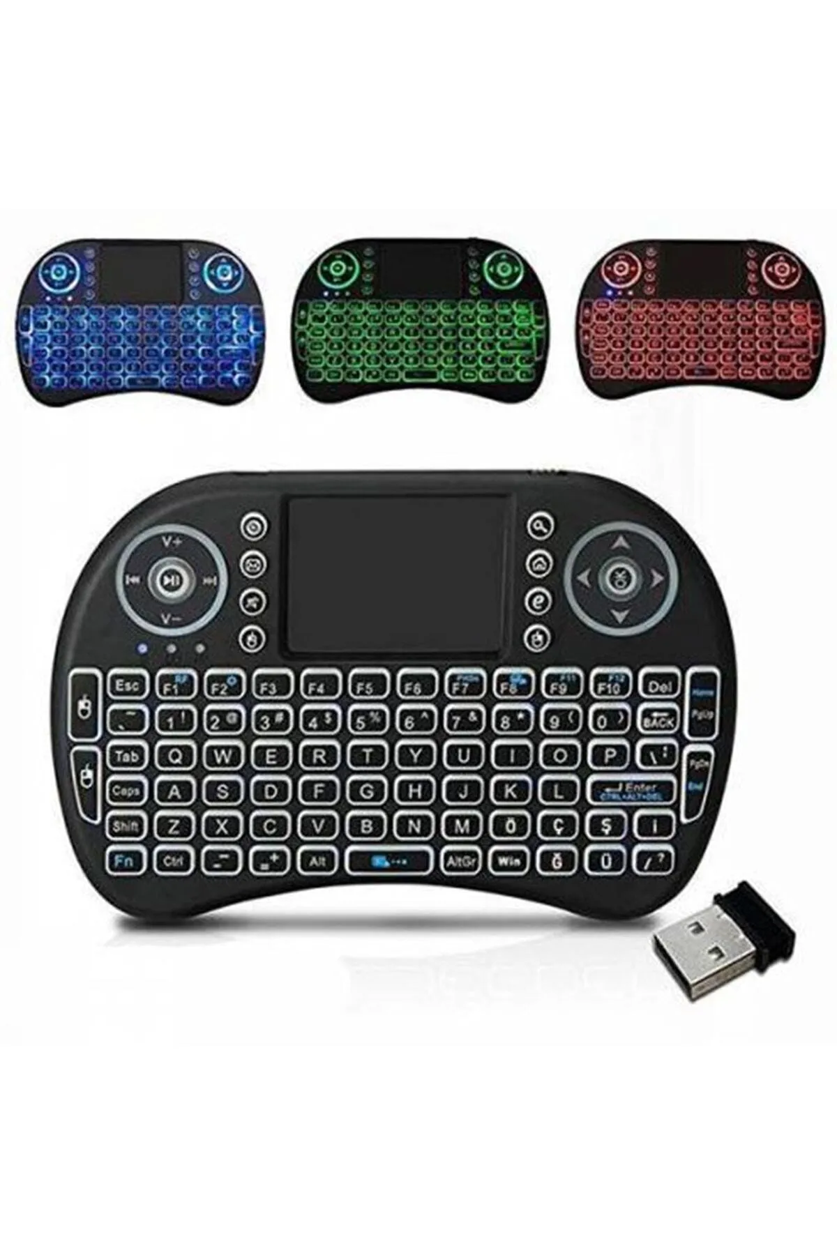 Smart Işıklı Kablosuz Mini Klavye Tv Televizyon Ps3 Dokunmatik Mouse