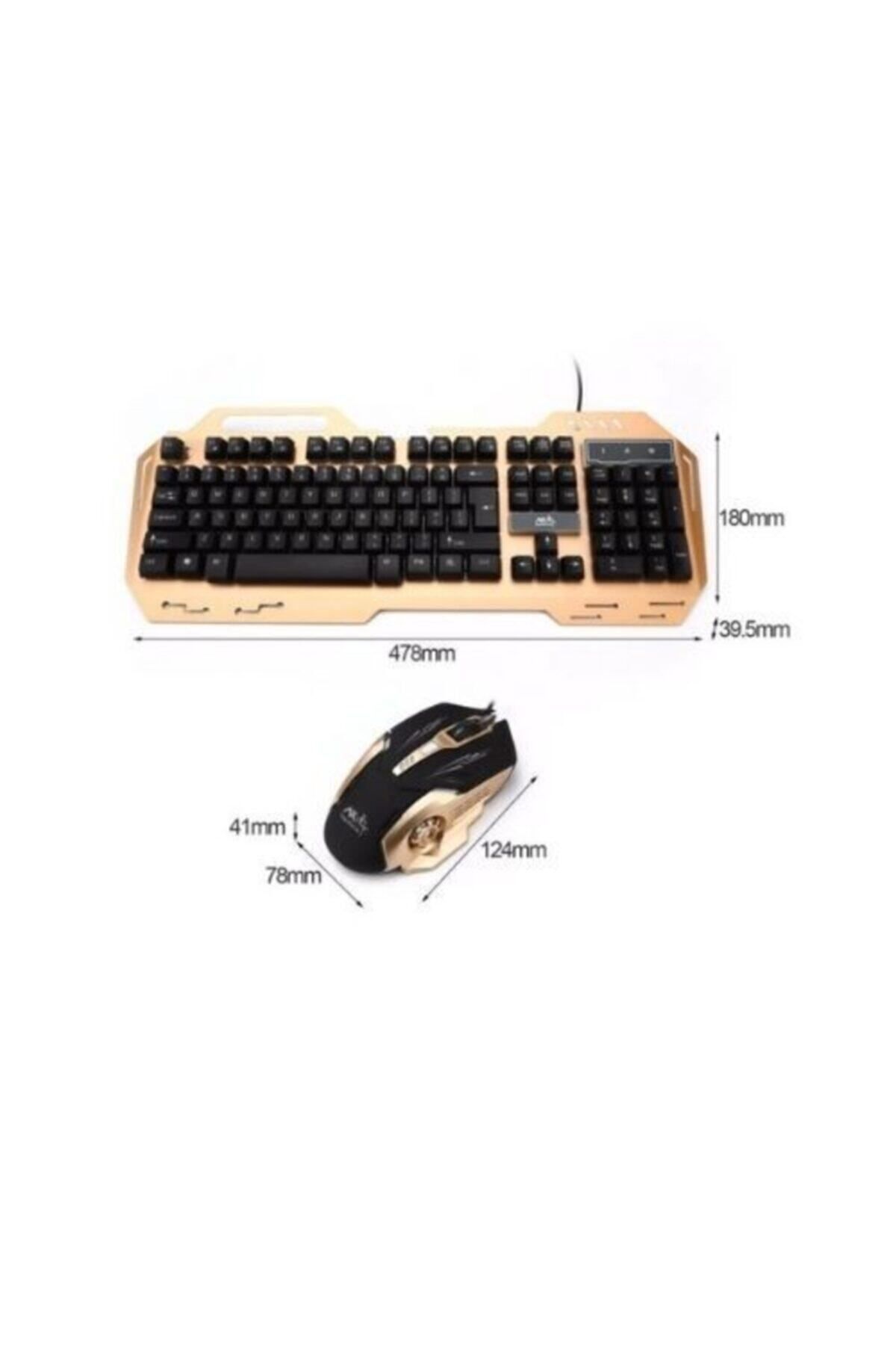 Teknoloji Gelsin Işıklı Klavye Mouse Seti Gaming Usb Girişli Kablolu Mekanik Hisli Siyah Gold